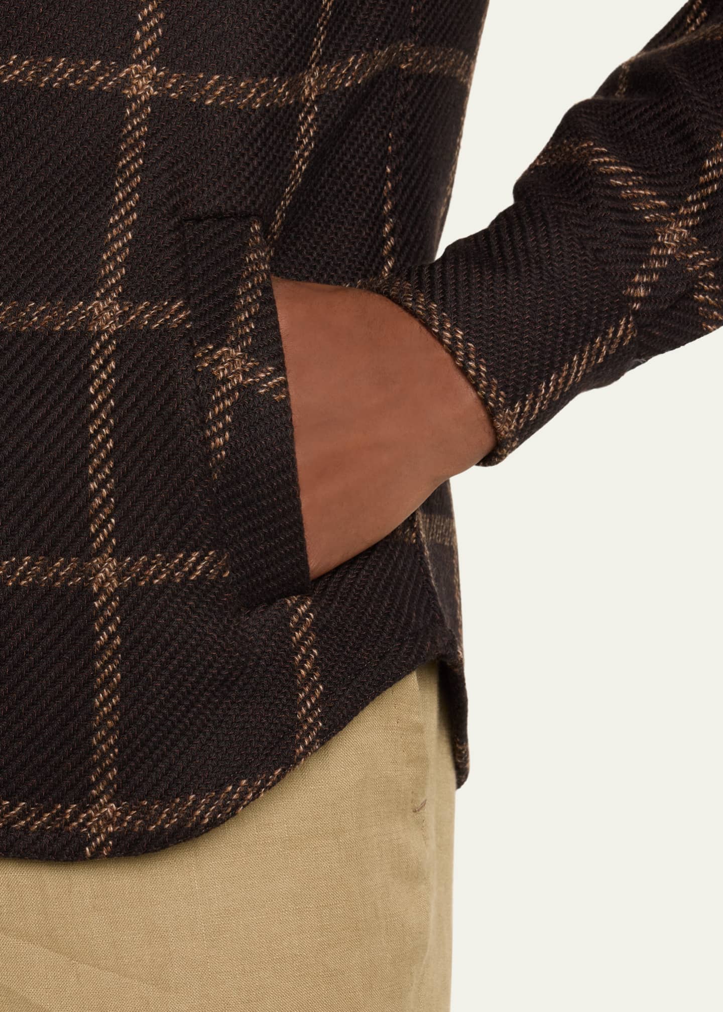 Kiton Men's Cashmere Windowpane Shirt Jacket Image 5 of 5