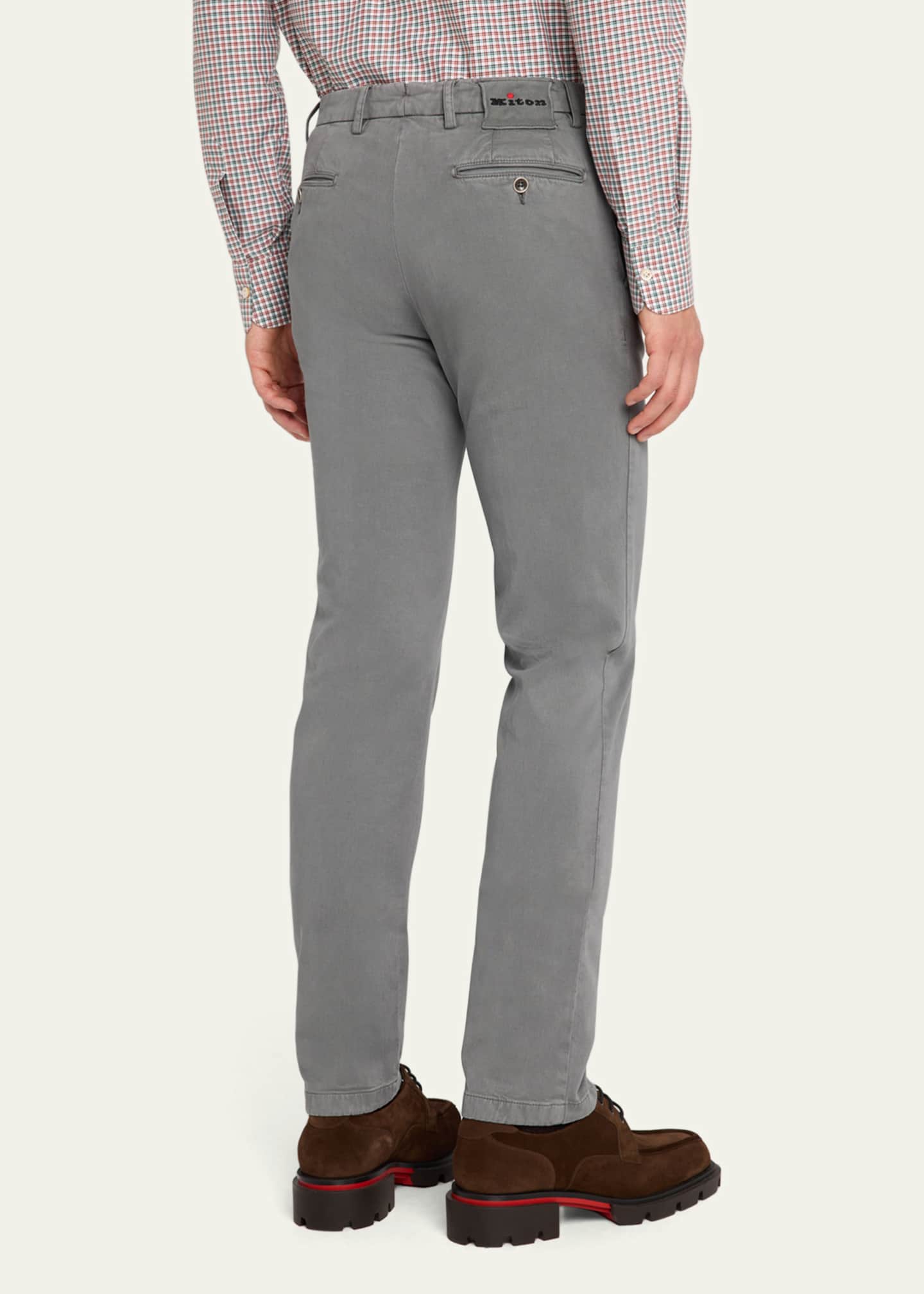 Kiton Men's Soft Lyocell-Cotton Twill Pants Image 3 of 5
