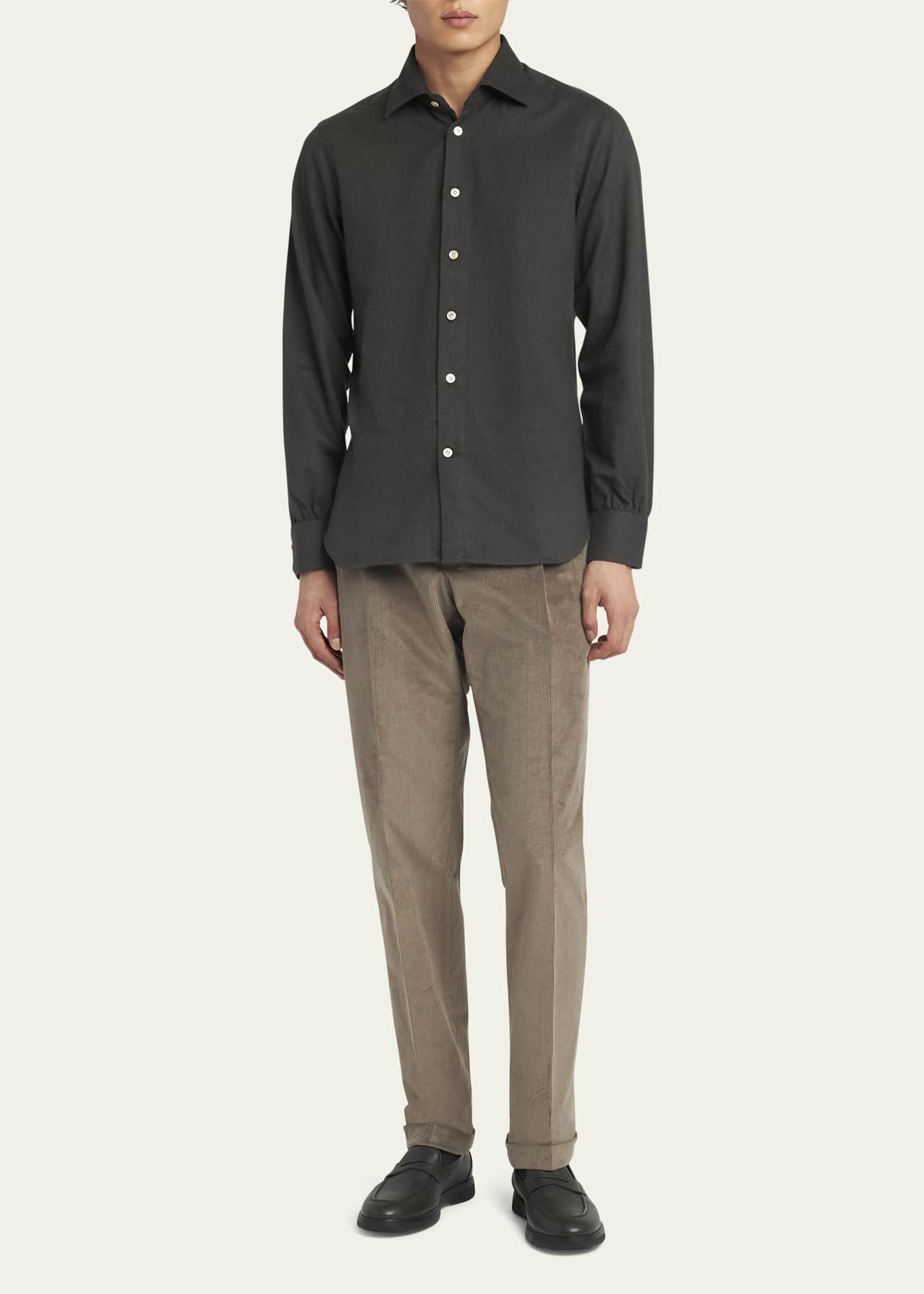 Kiton Men's Twill Flannel Sport Shirt Image 2 of 5
