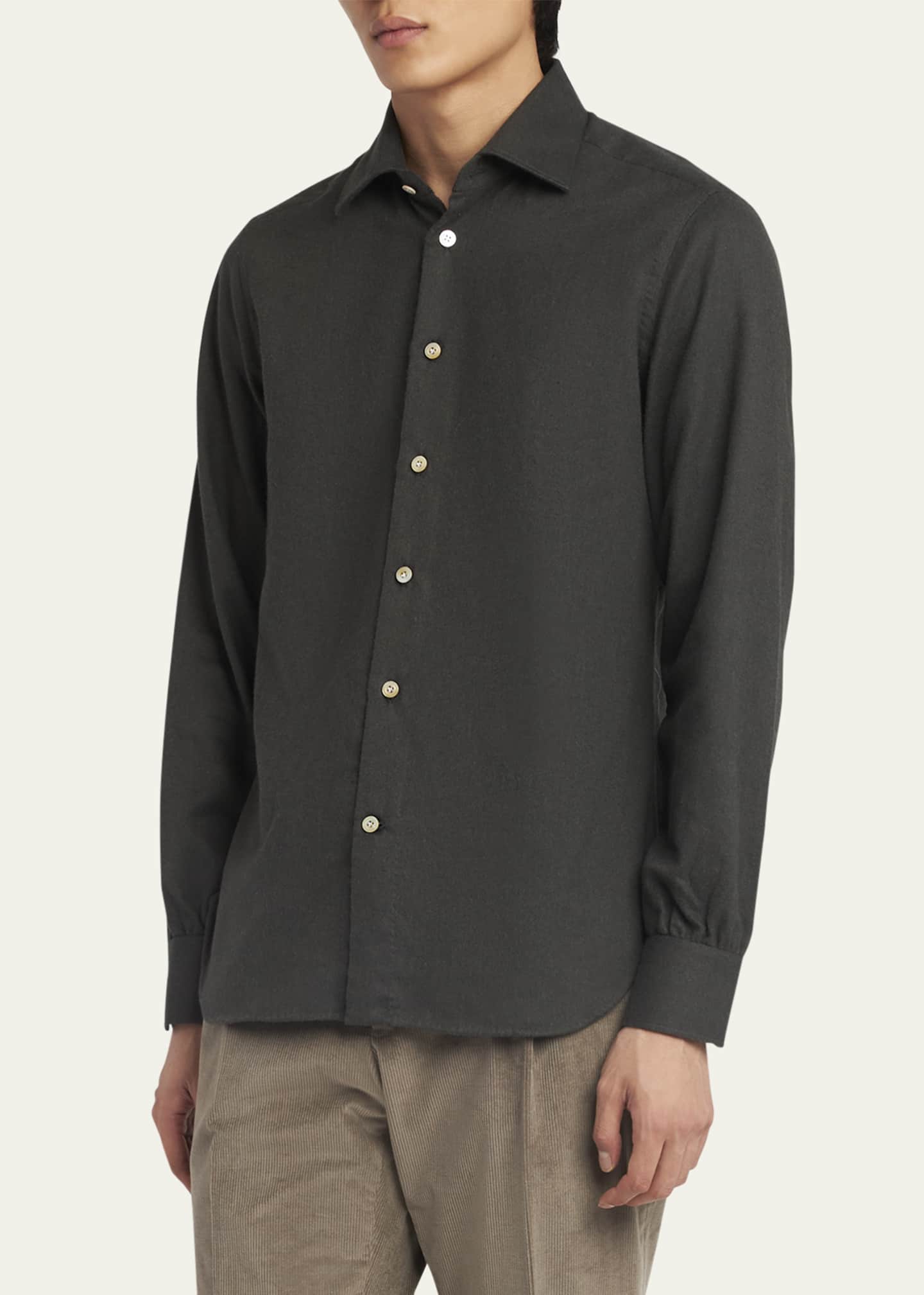 Kiton Men's Twill Flannel Sport Shirt Image 4 of 5