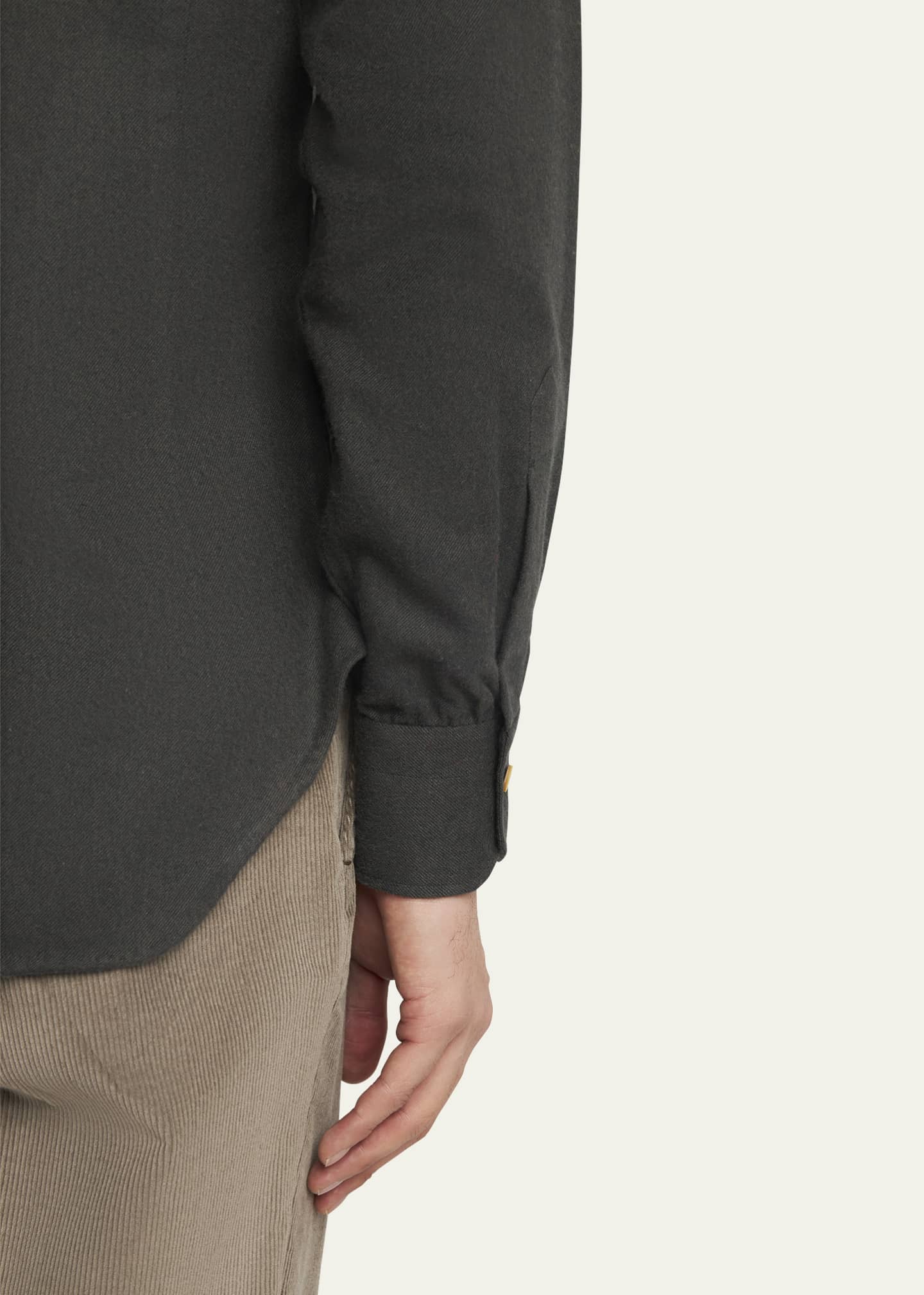 Kiton Men's Twill Flannel Sport Shirt Image 5 of 5