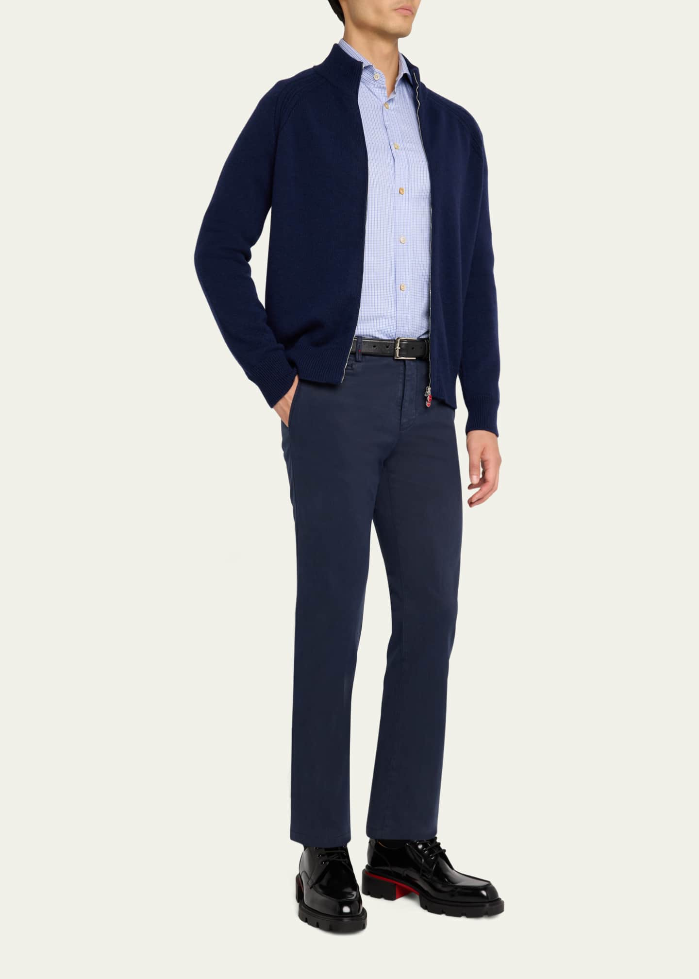 Kiton Men's Soft Lyocell-Cotton Twill Pants Image 2 of 5