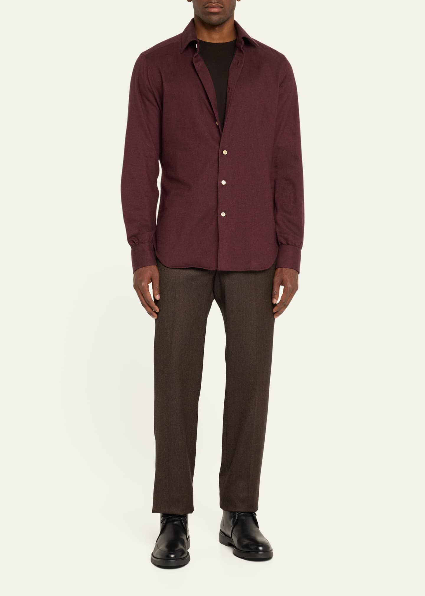Kiton Men's Twill Flannel Sport Shirt Image 2 of 5