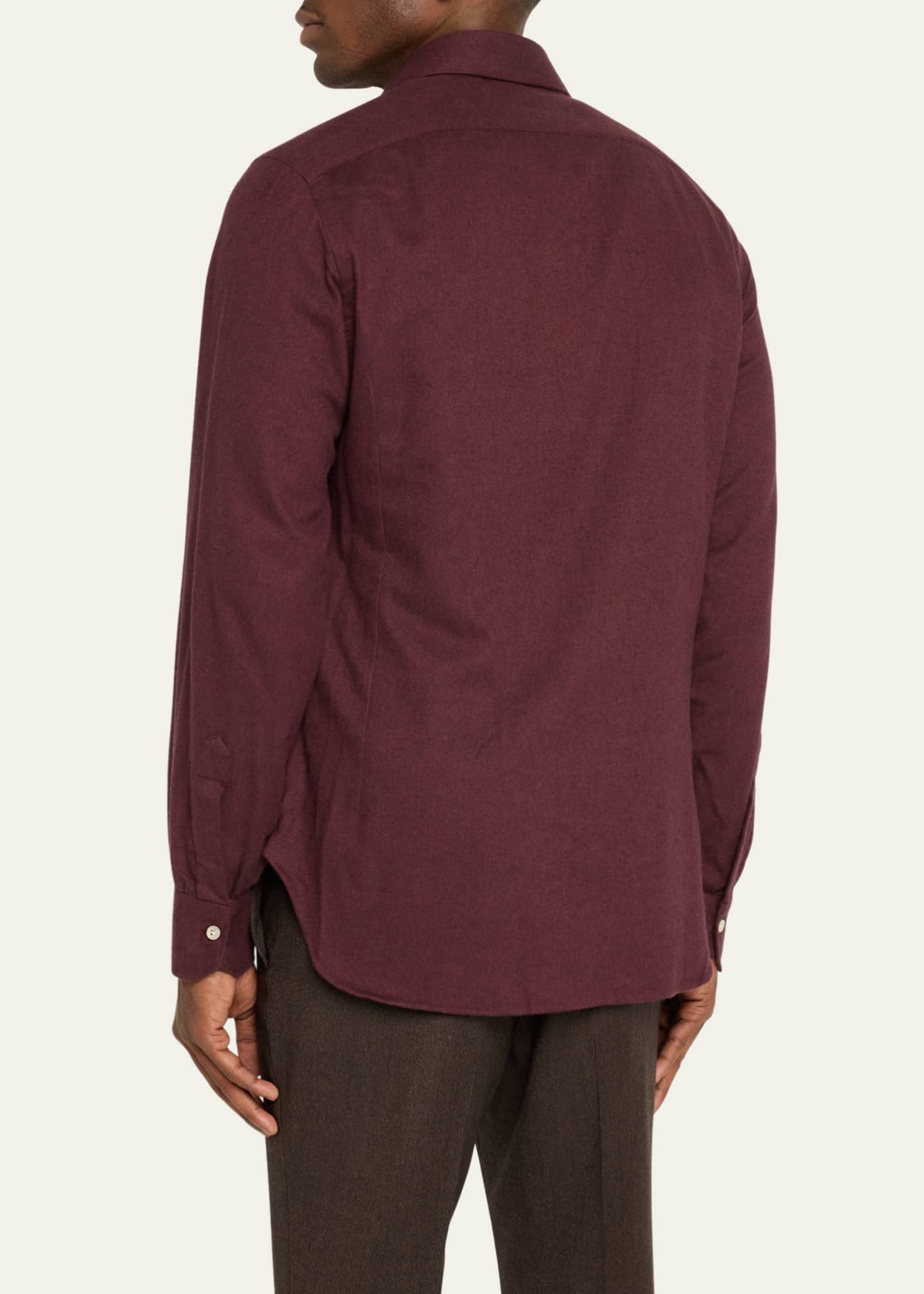 Kiton Men's Twill Flannel Sport Shirt Image 3 of 5