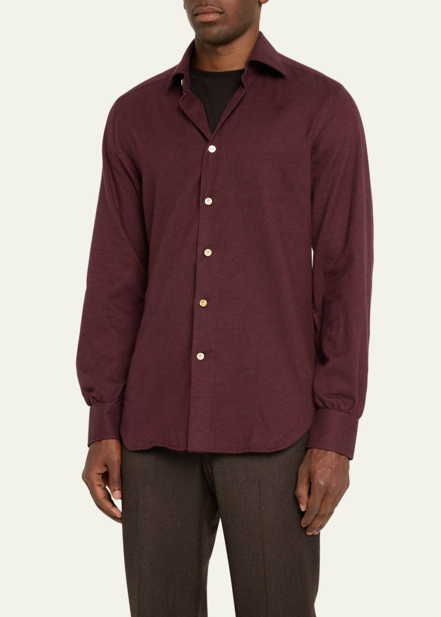 Kiton Men's Twill Flannel Sport Shirt Image 4 of 5