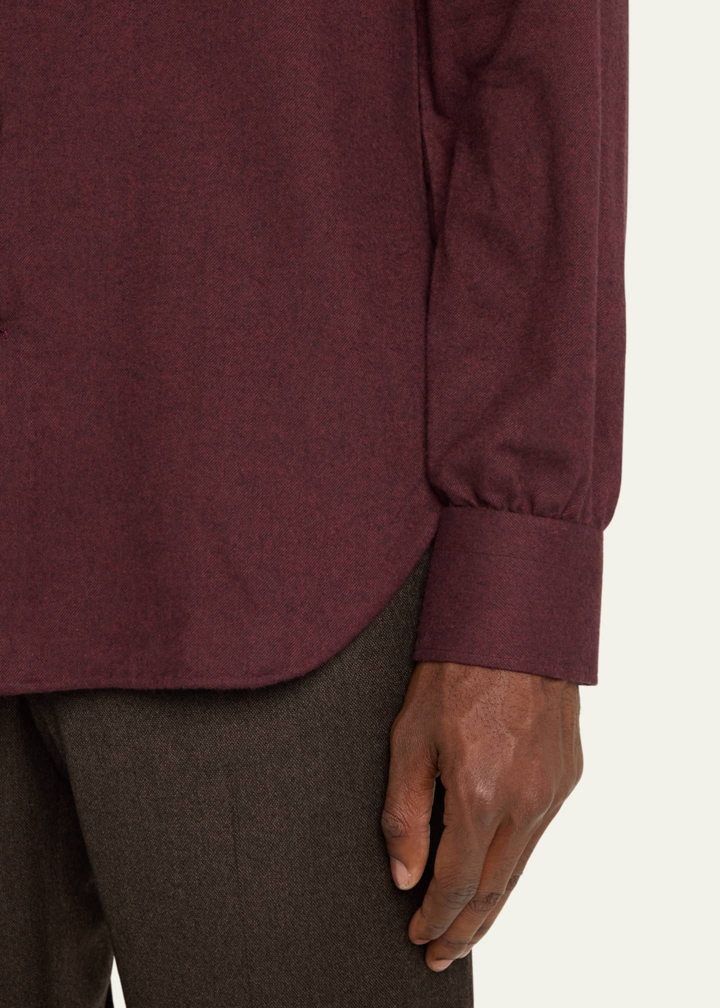 Kiton Men's Twill Flannel Sport Shirt Image 5 of 5
