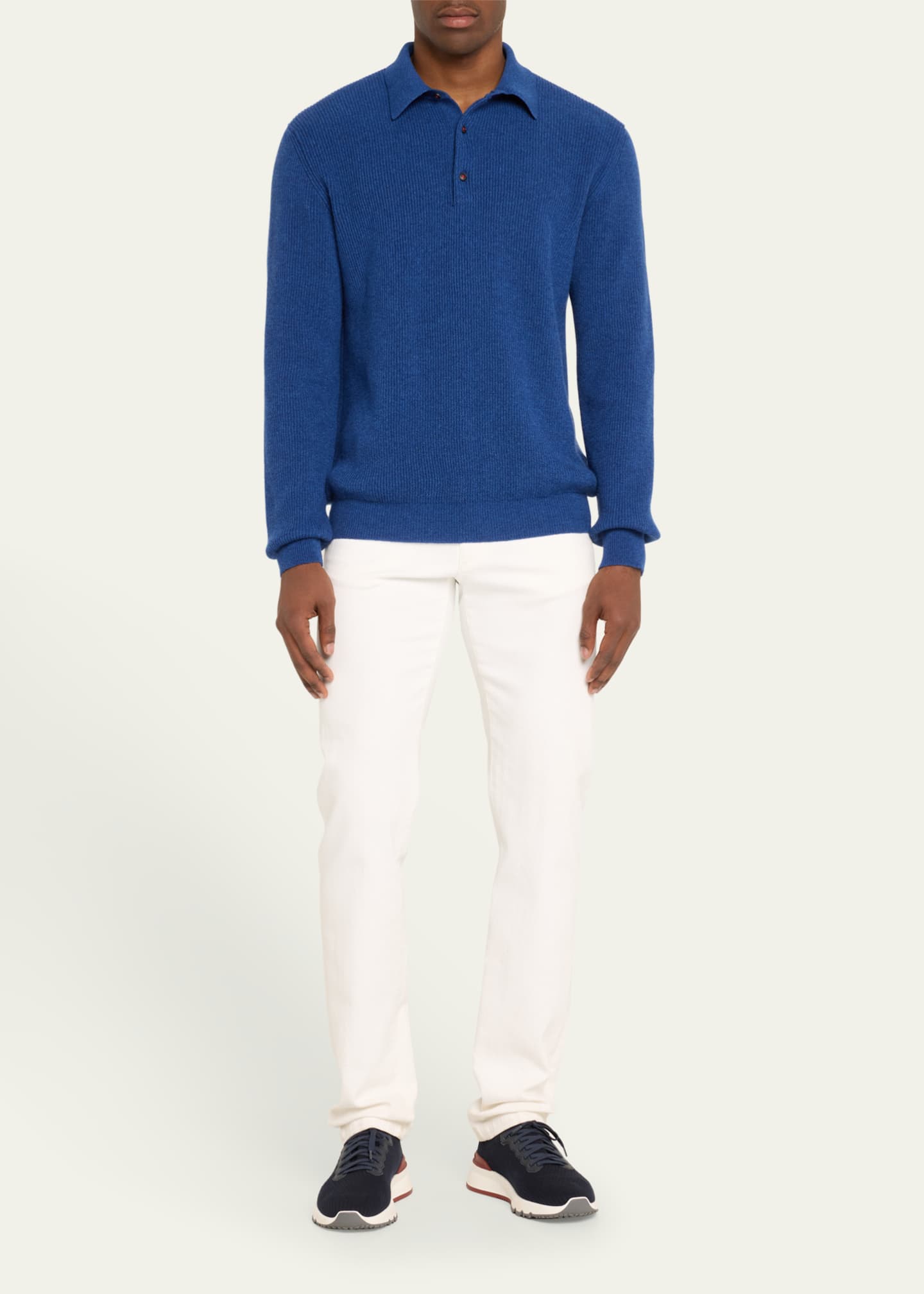 Kiton Blue Wool 14 Micron Sweater Polo main image 1