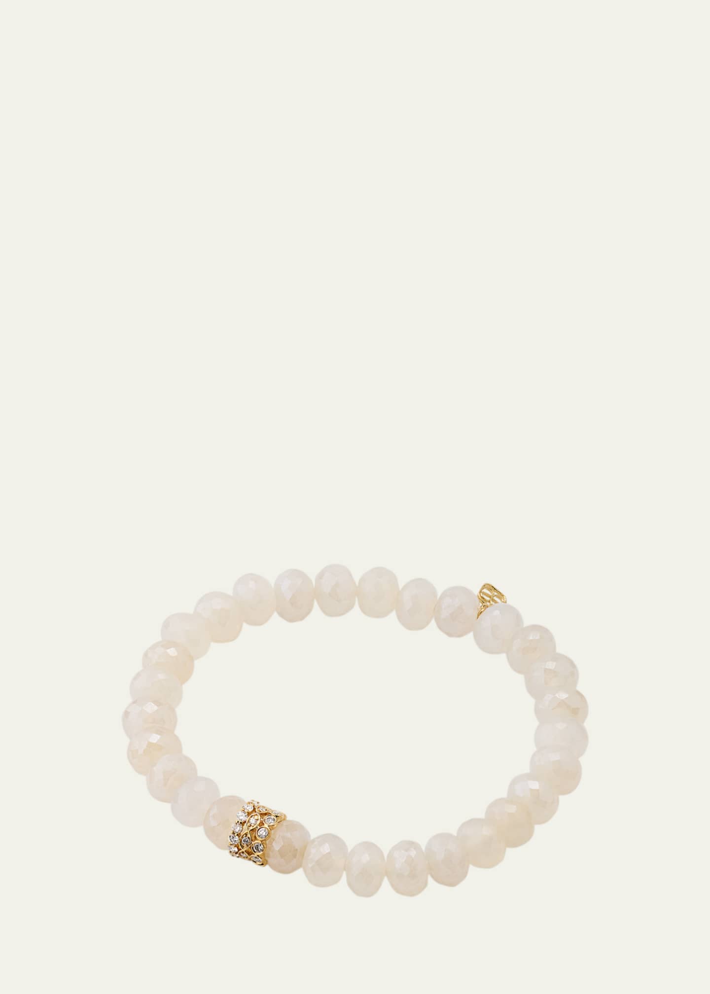 Sydney Evan 14K Yellow Gold Diamond Trio Rondelle on Champagne Chalcedony Beaded Bracelet Image 4 of 4