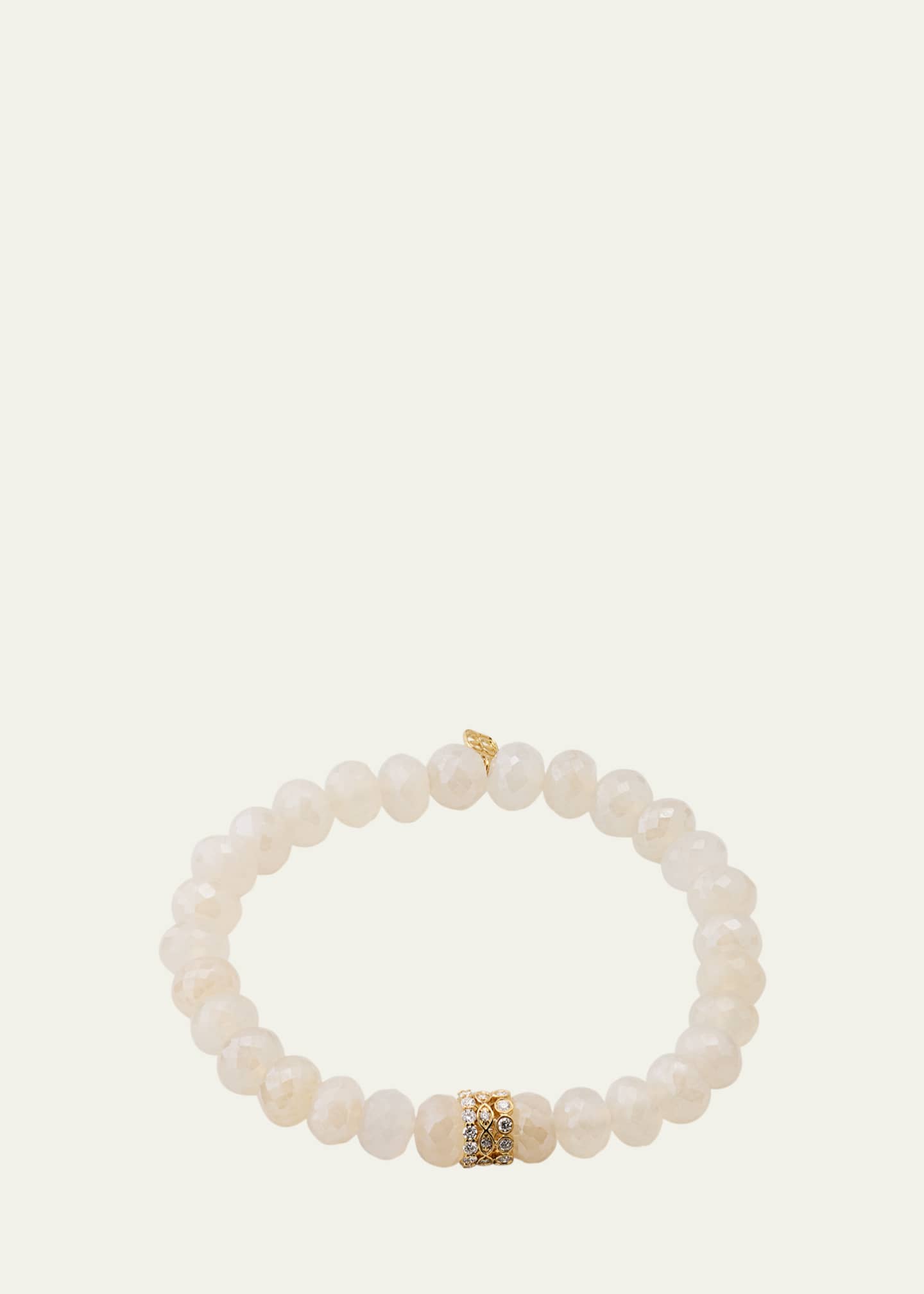 Sydney Evan 14K Yellow Gold Diamond Trio Rondelle on Champagne Chalcedony Beaded Bracelet Image 1 of 4