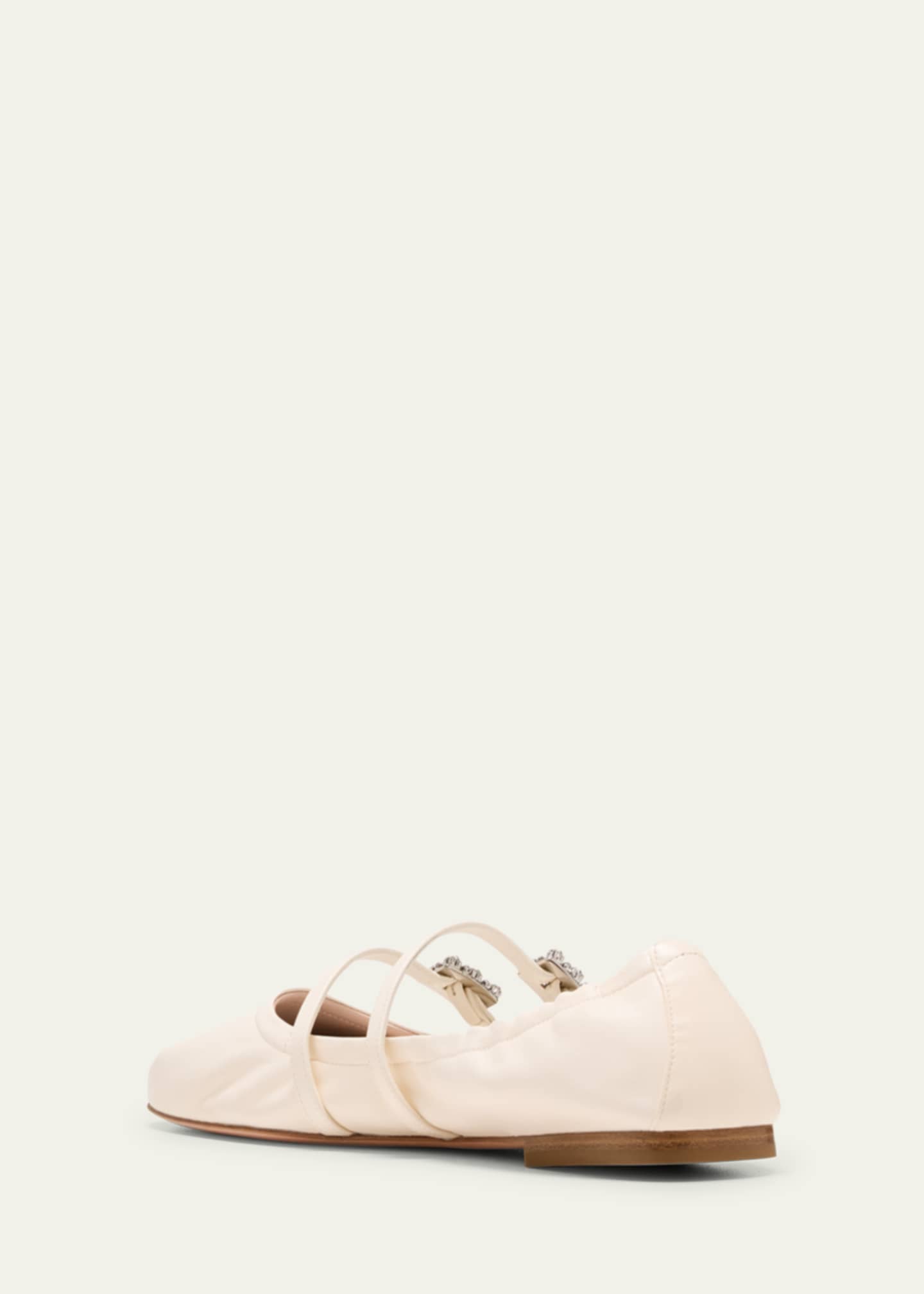 Roger Vivier Leather Strass Dual Buckle Ballerina Flats Image 4 of 5