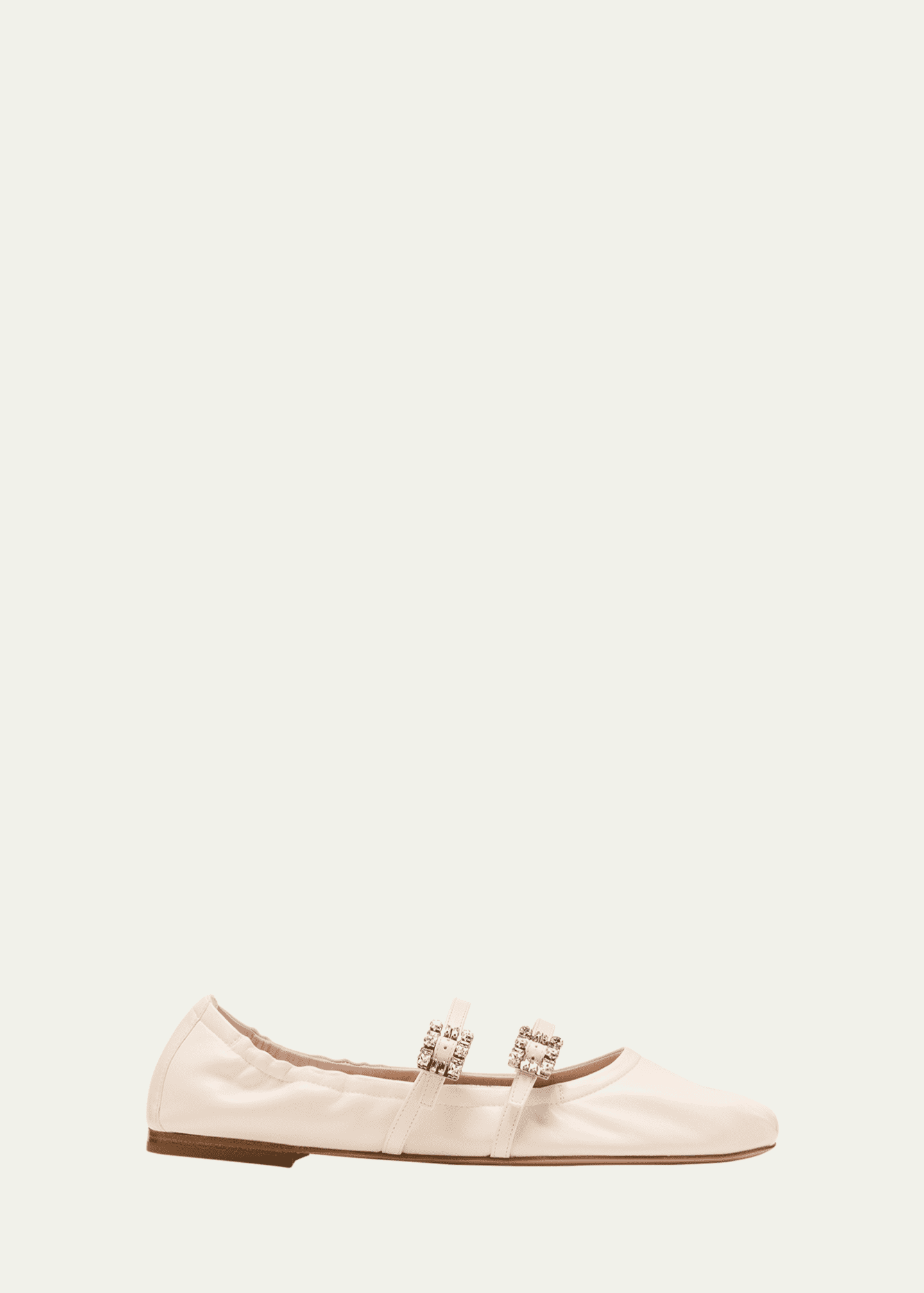 Roger Vivier Leather Strass Dual Buckle Ballerina Flats Image 1 of 5