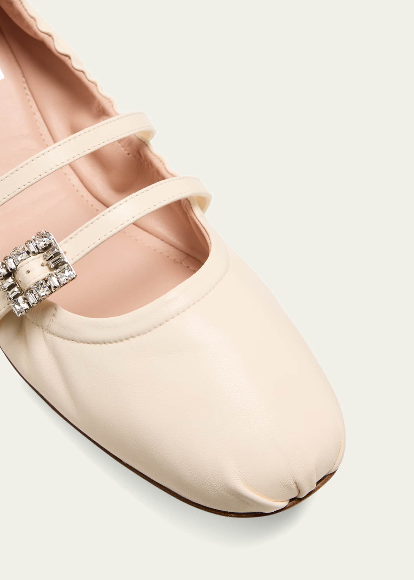 Roger Vivier Leather Strass Dual Buckle Ballerina Flats Image 5 of 5