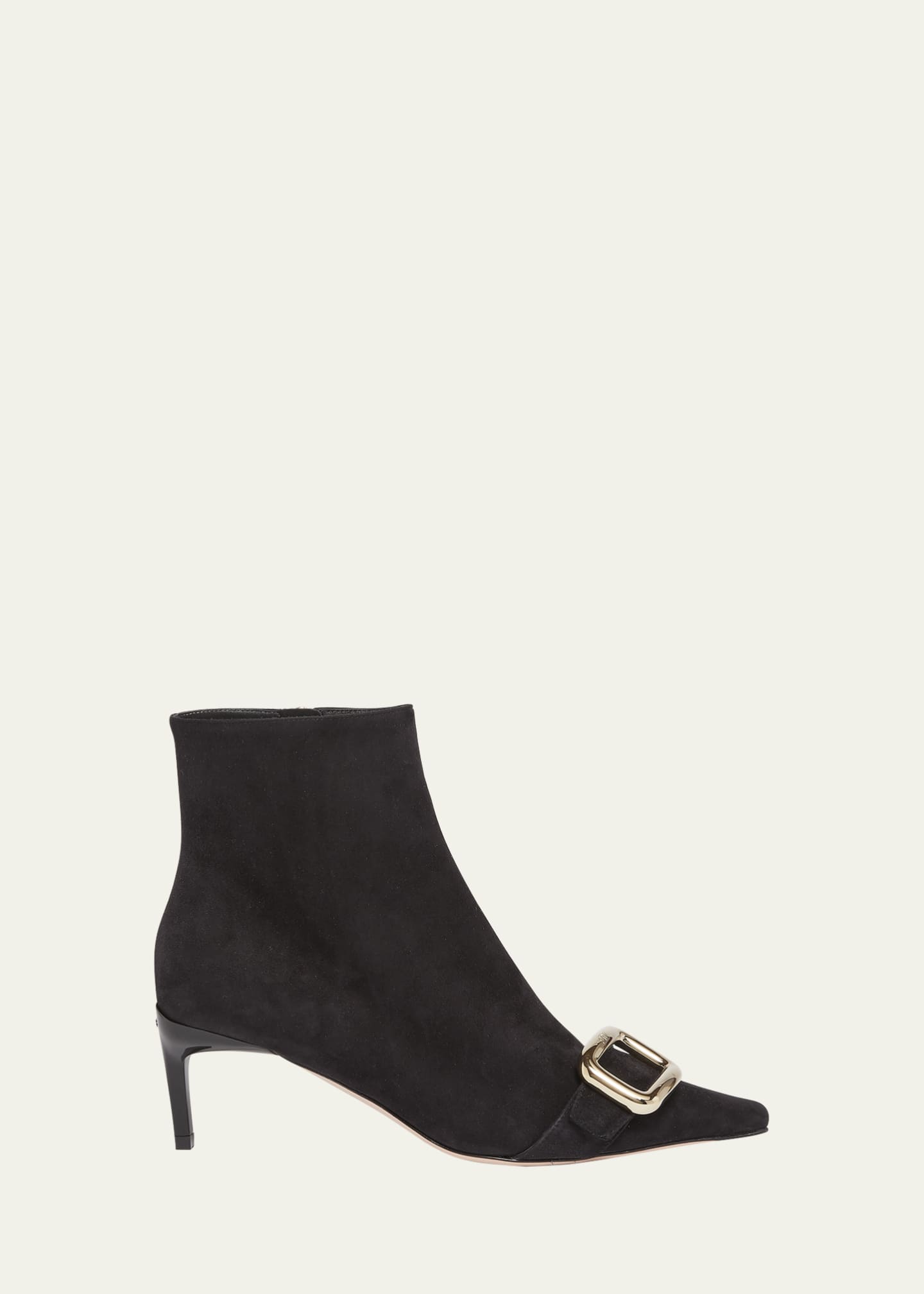 Roger Vivier Suede Buckle Ankle Booties Image 1 of 3