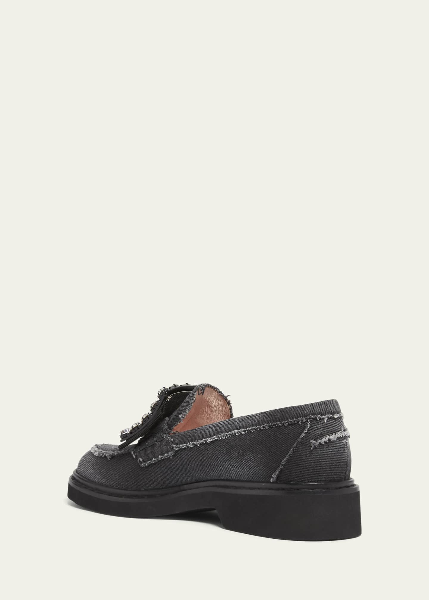 Roger Vivier Viv Rangers Denim Buckle Loafers Image 4 of 5
