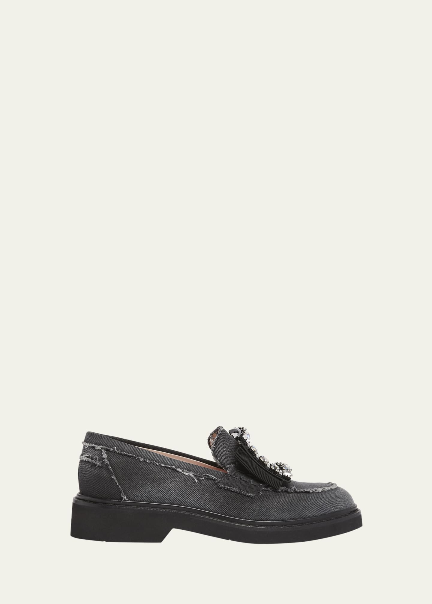 Roger Vivier Viv Rangers Denim Buckle Loafers Image 1 of 5