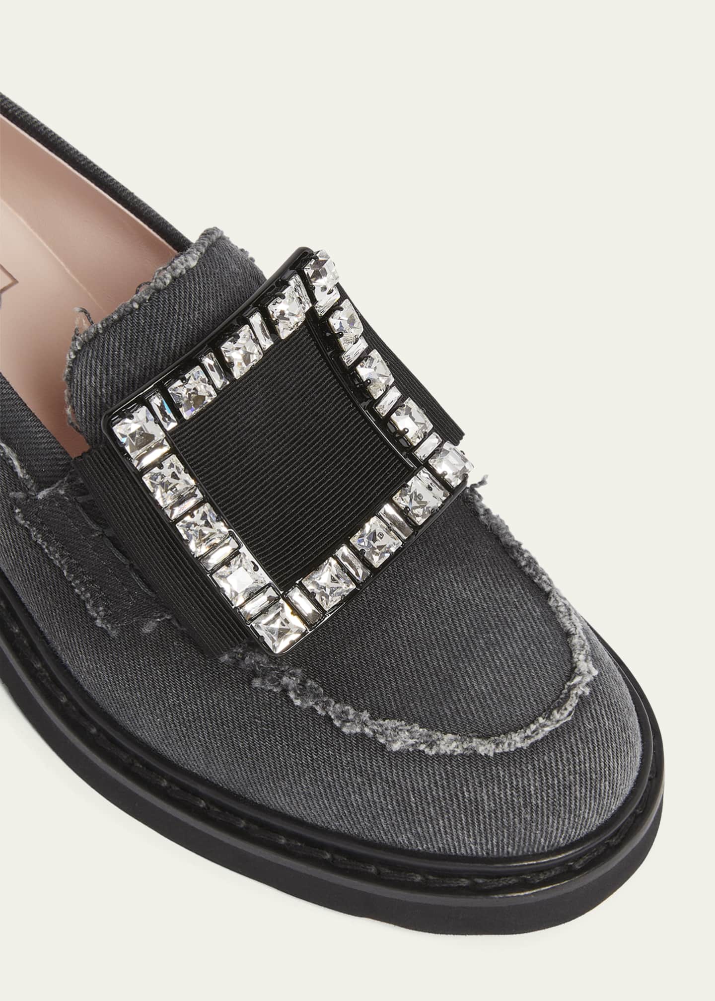 Roger Vivier Viv Rangers Denim Buckle Loafers Image 5 of 5