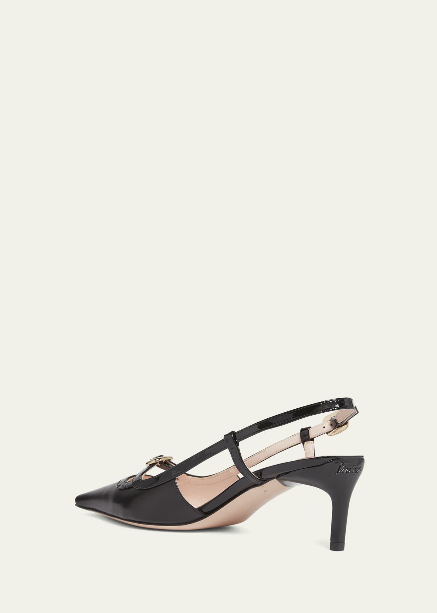Roger Vivier Mixed Leather Mini Buckle Slingback Pumps Image 4 of 5