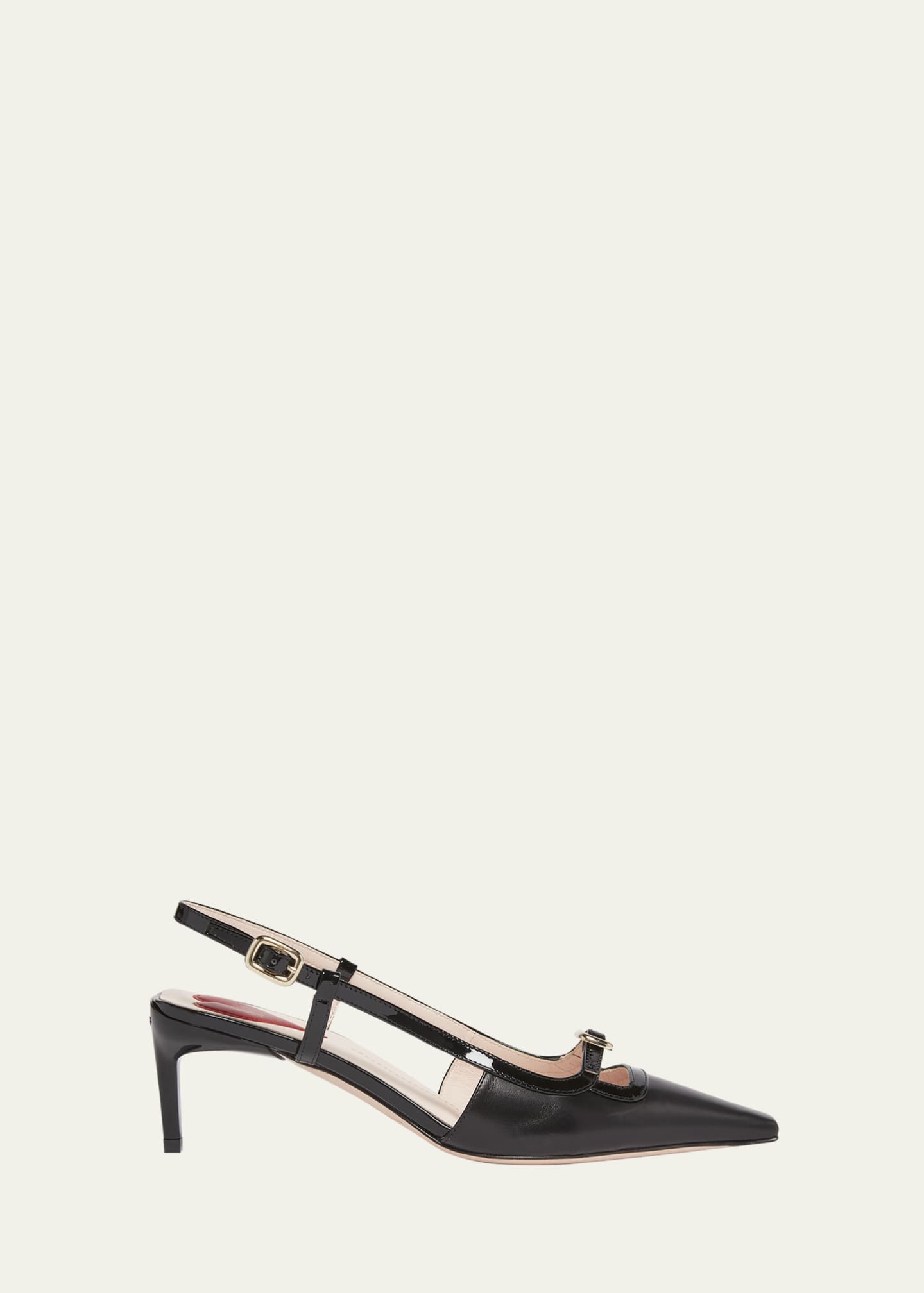 Roger Vivier Mixed Leather Mini Buckle Slingback Pumps Image 1 of 5