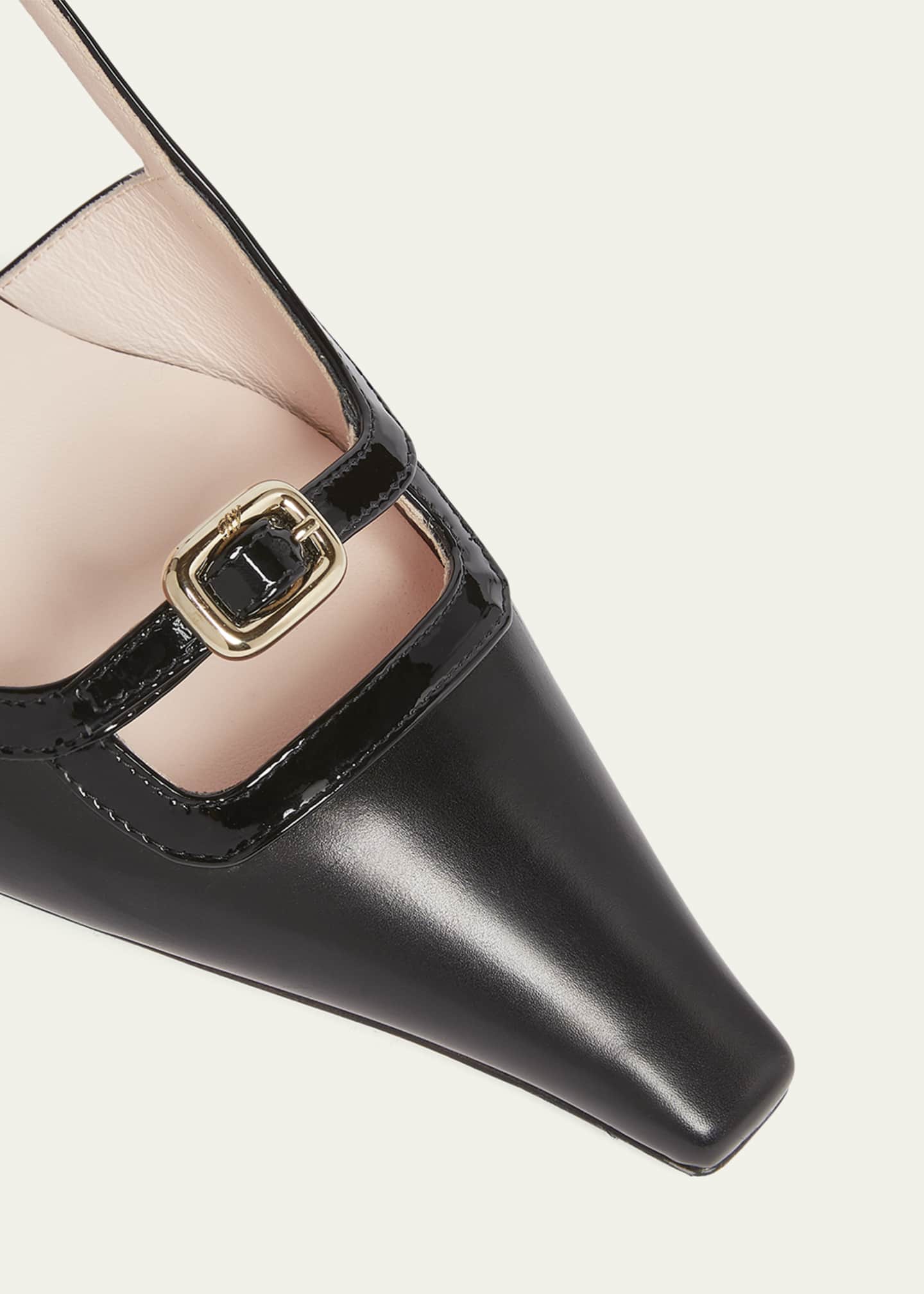 Roger Vivier Mixed Leather Mini Buckle Slingback Pumps Image 5 of 5