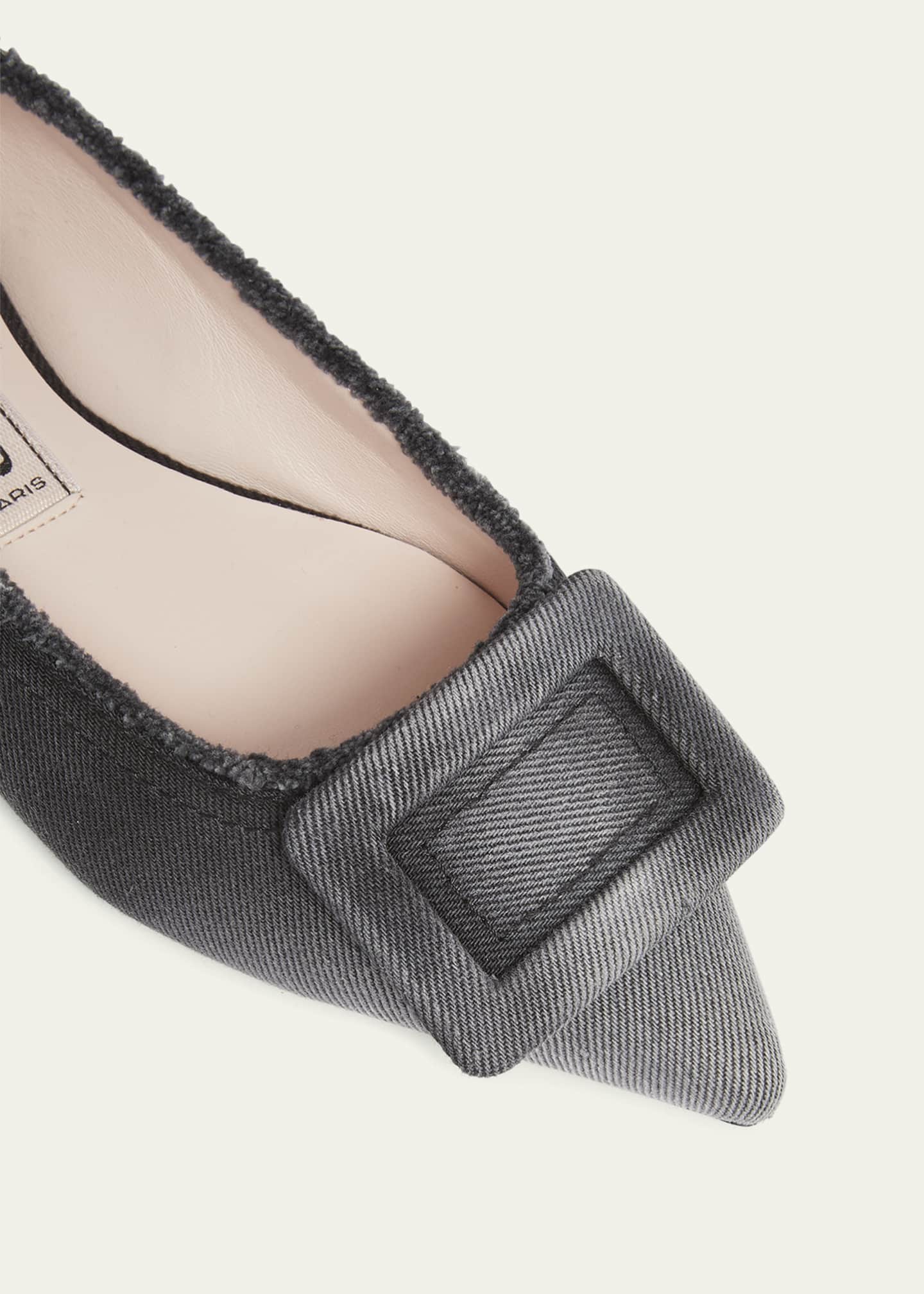 Roger Vivier Gommettine Denim Buckle Ballerina Flats Image 3 of 3