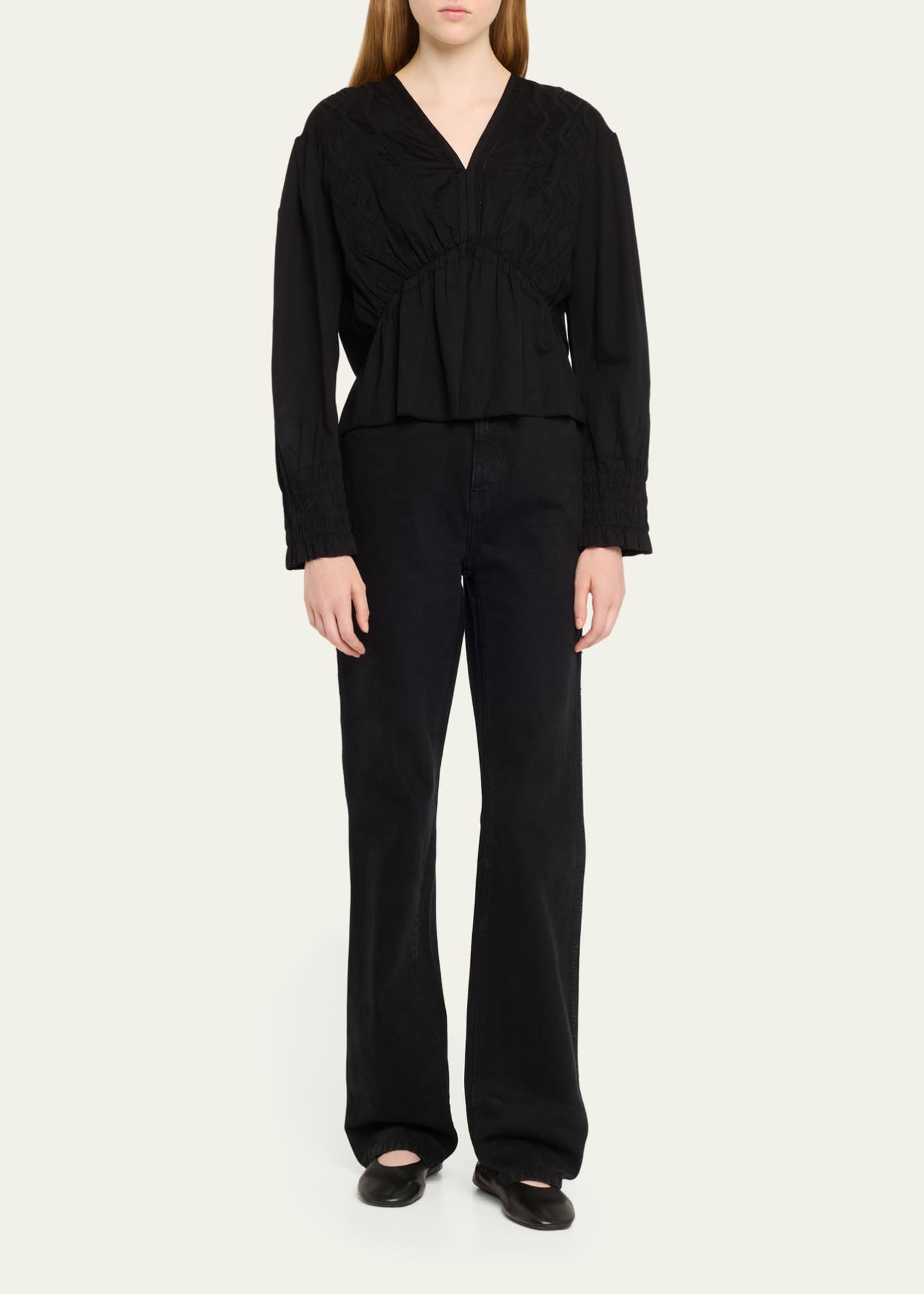 Iro Ornella Embroidered V-Neck Top Image 2 of 5