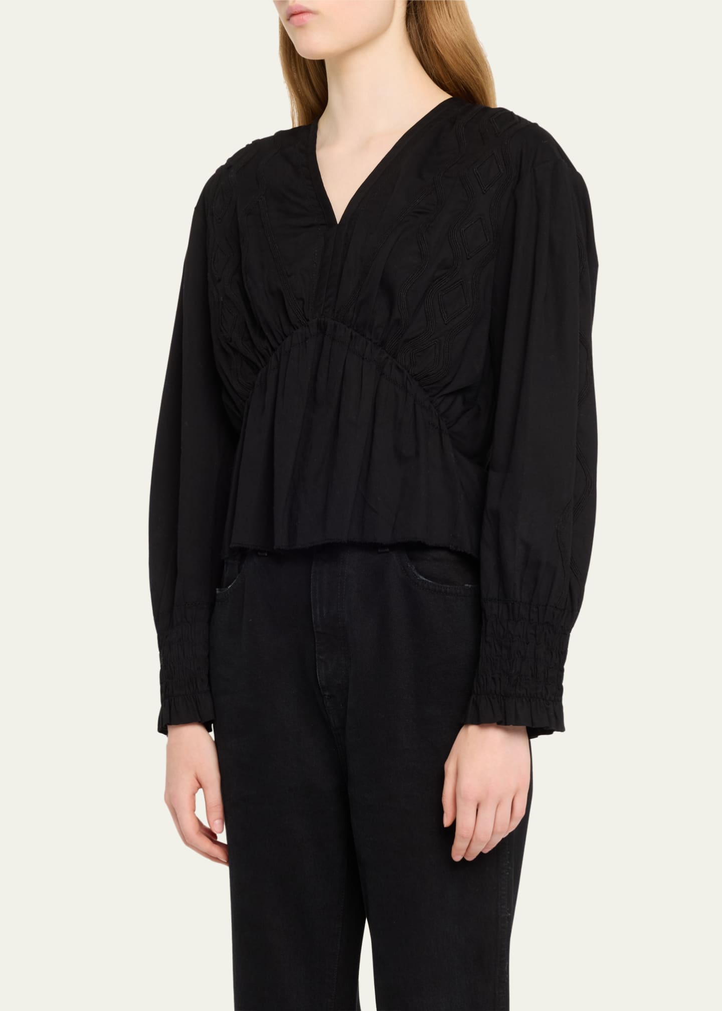 Iro Ornella Embroidered V-Neck Top Image 4 of 5