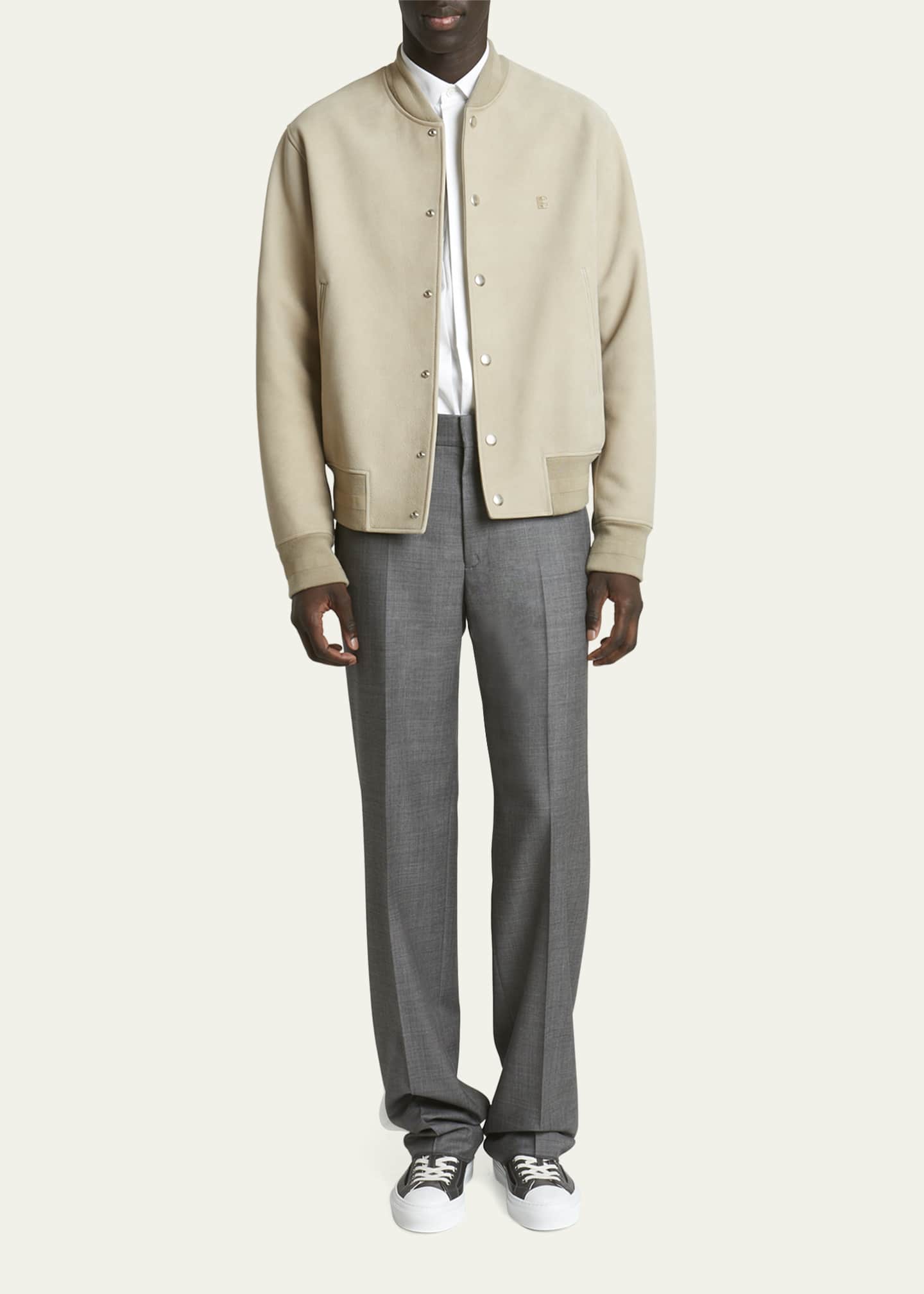 Givenchy Men's Tonal Leather Varsity Jacket Image 2 of 5