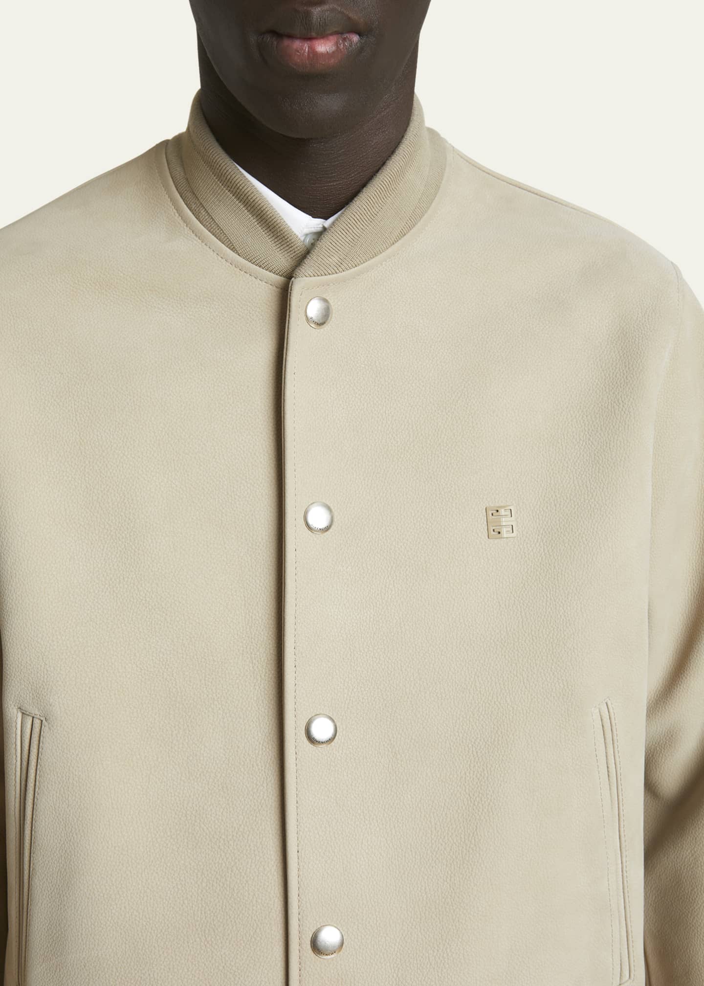 Givenchy Men's Tonal Leather Varsity Jacket Image 5 of 5