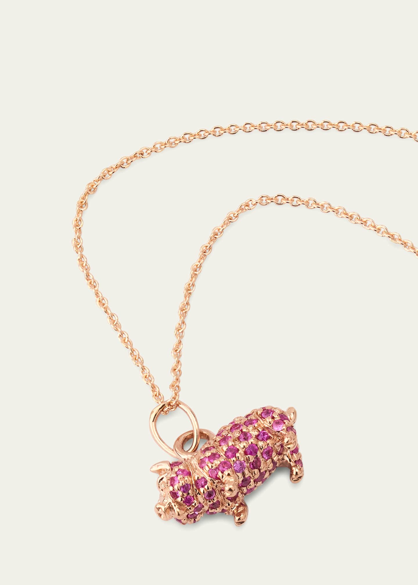 Sydney Evan Girl's Pig Pink Diamond Charm Necklace Image 4 of 4