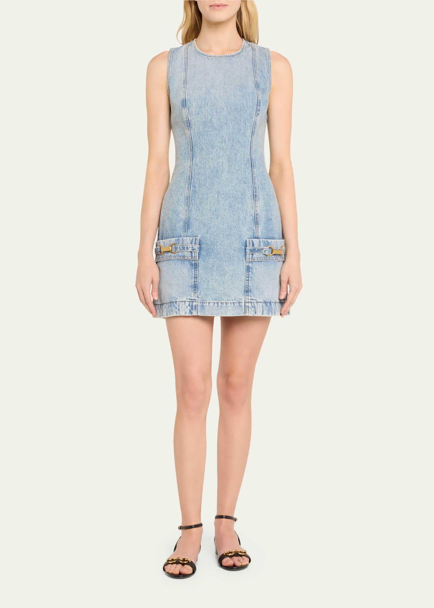 Stella McCartney Blue Dress Denim With Flower Print