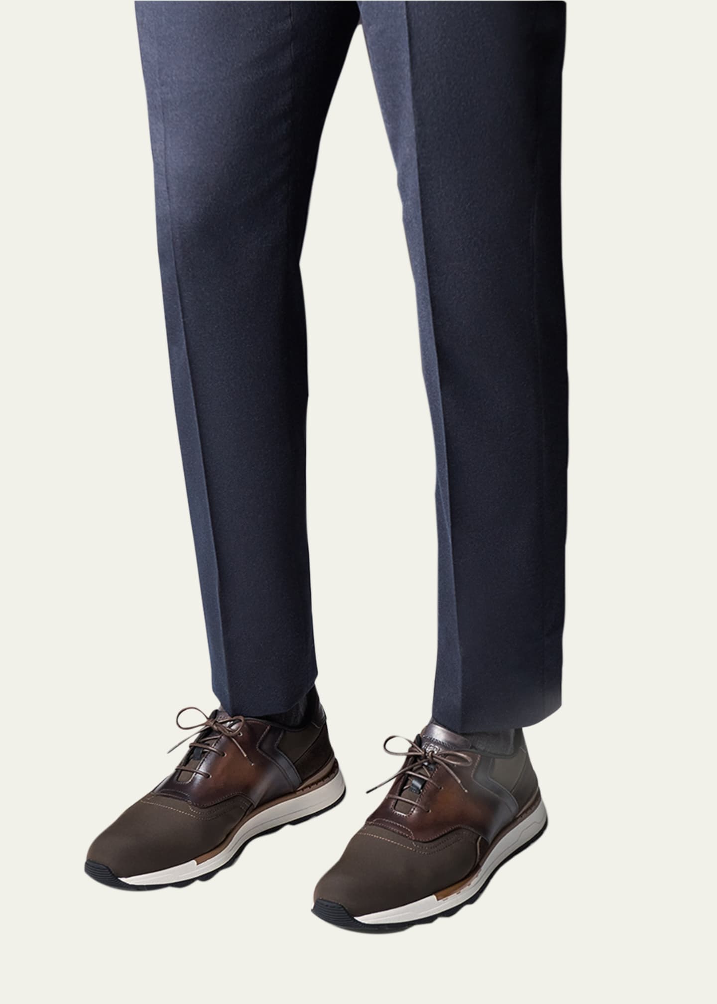 Berluti Men's Fast Track Leather and Nylon Runner Sneakers Image 2 of 4