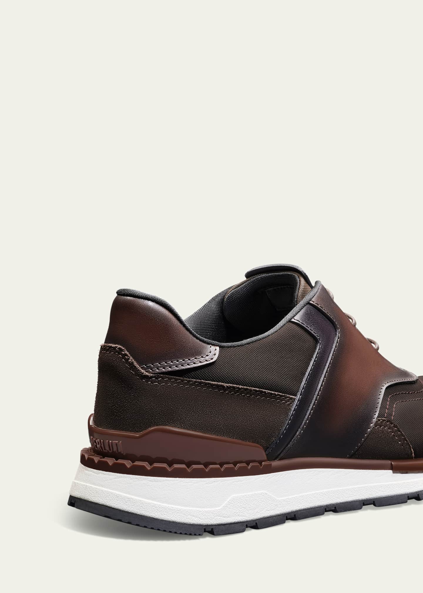 Berluti Men's Fast Track Leather and Nylon Runner Sneakers Image 3 of 4