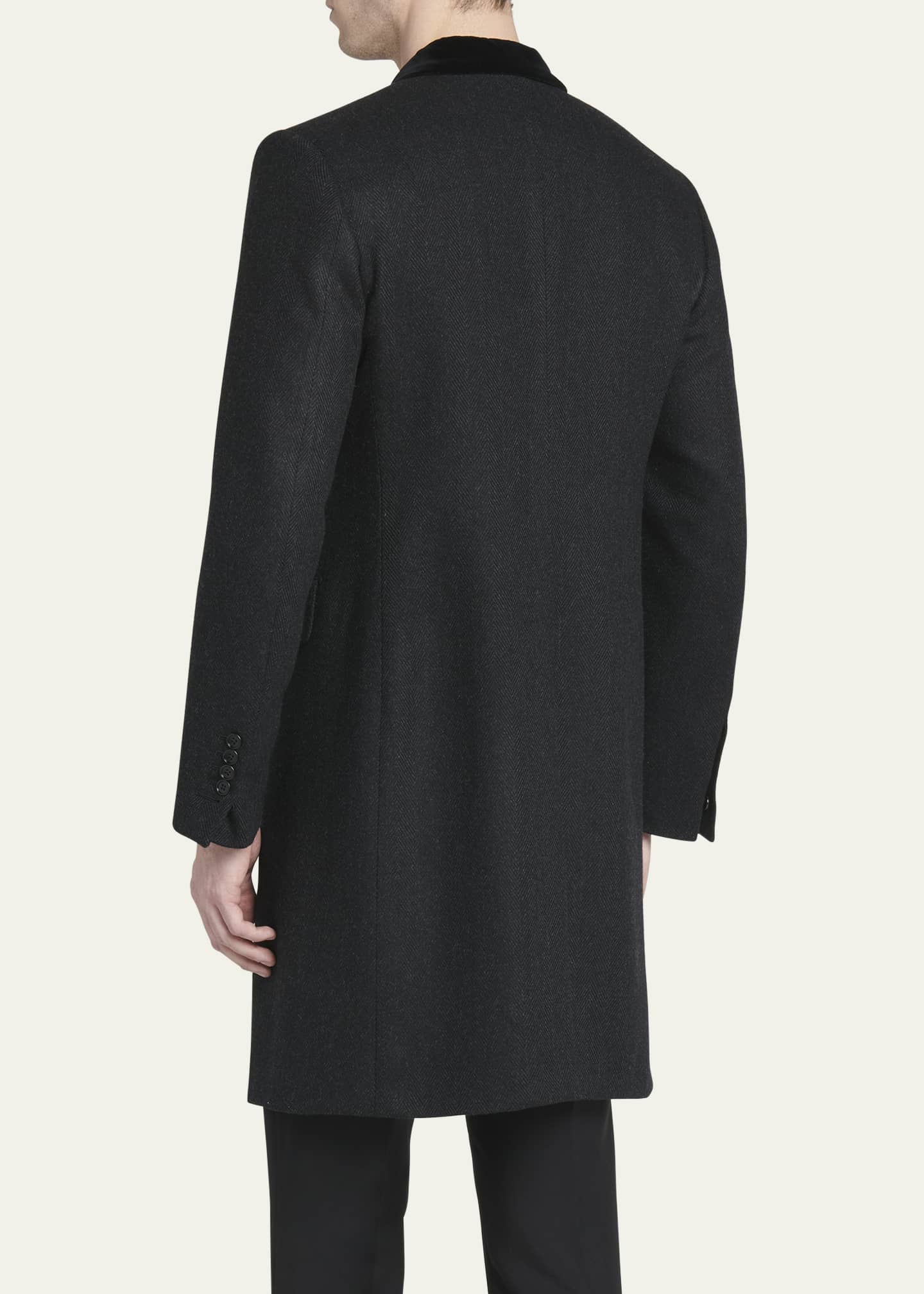 TOM FORD Men s Herringbone Topcoat with Velvet Collar Bergdorf Goodman