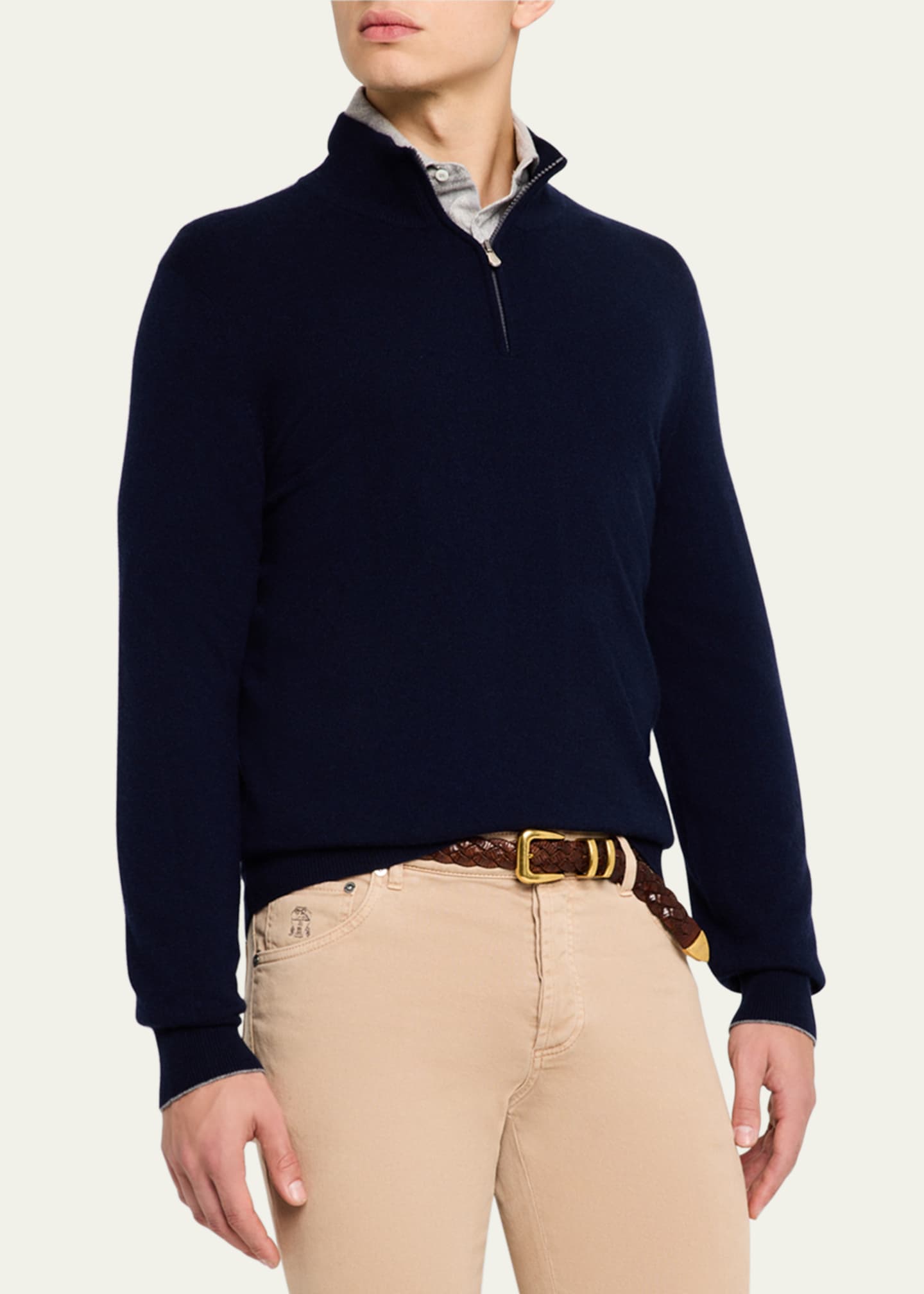 【中古】 Men's Cucinelli Brunello Cashmere Sweater Quarter-Zip パンツ