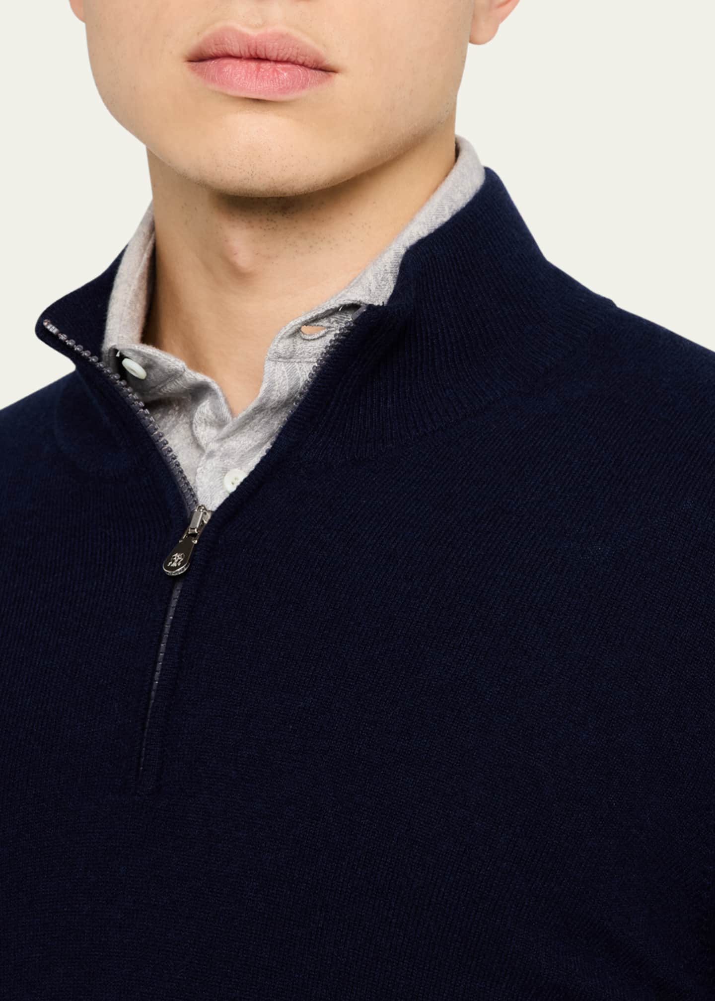 Brunello Cucinelli Men's Cashmere Quarter-Zip Sweater Image 5 of 5