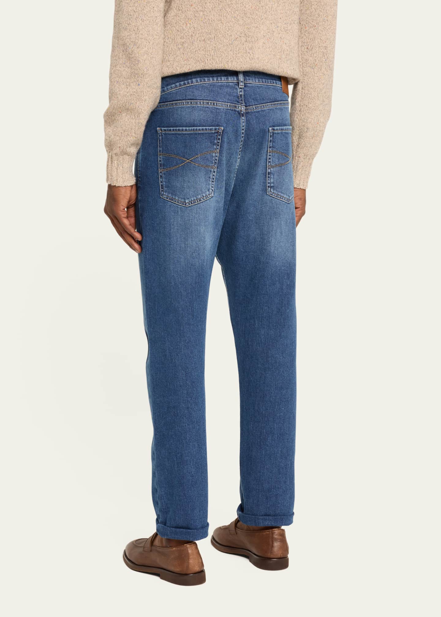 Brunello Cucinelli Men's Iconic Denim Slim-Fit Jeans Image 3 of 5