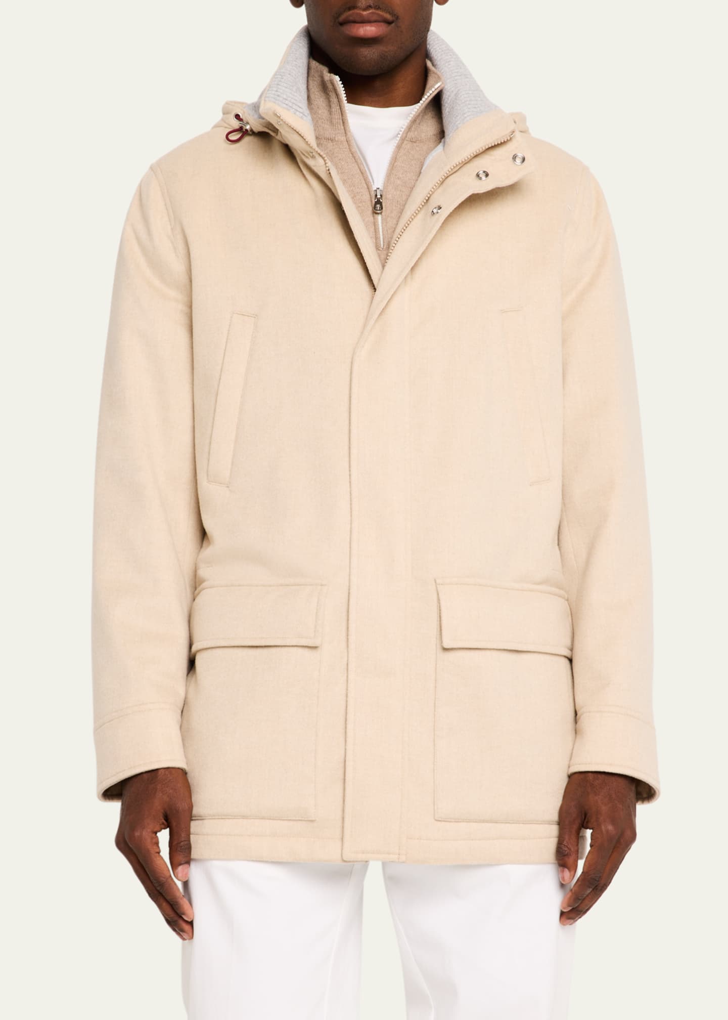Brunello Cucinelli Men's Cashmere Zip Parka Image 2 of 3
