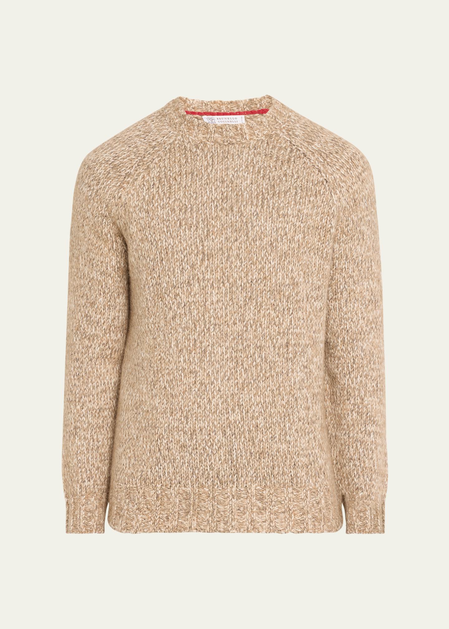 Men’s Big & Tall Marled Crewneck Sweater - Goodfellow & Co™ Cream 3XL