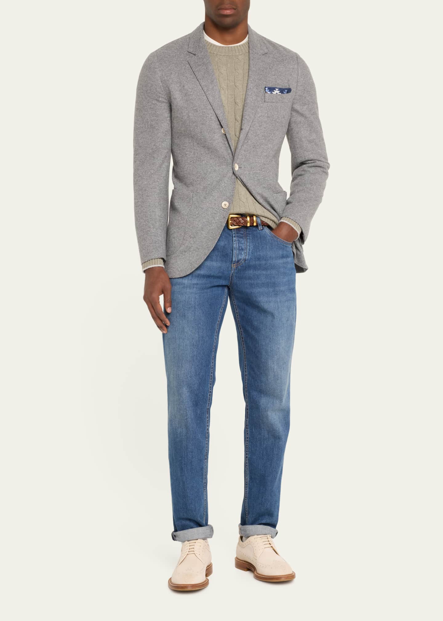 Brunello Cucinelli Men's Cashmere Jersey Sport Coat Image 2 of 5