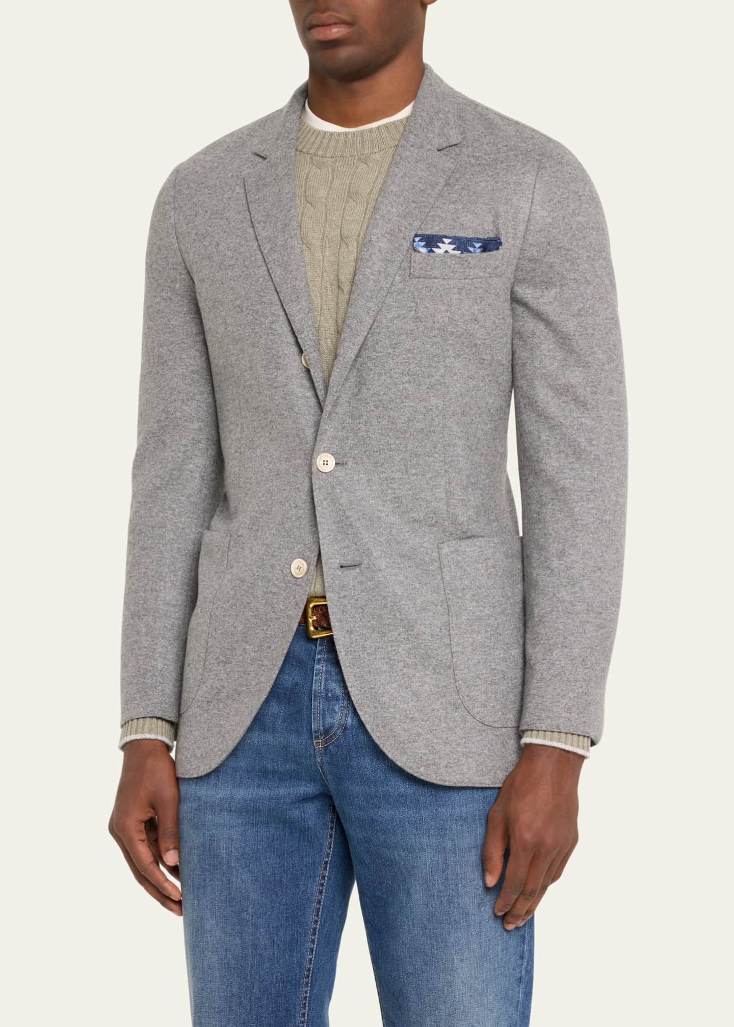 Brunello Cucinelli Men's Cashmere Jersey Sport Coat Image 4 of 5