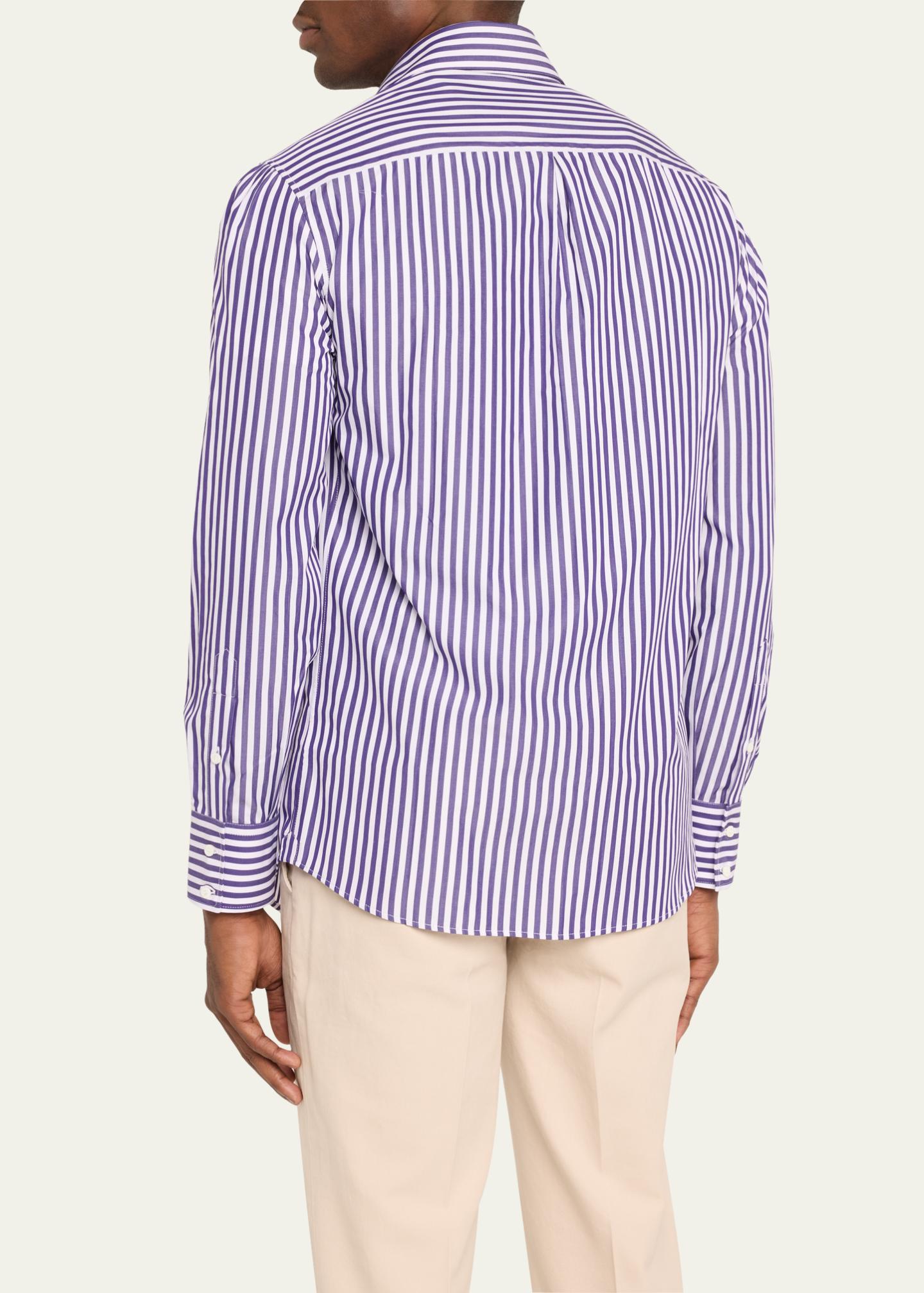Chemise Homme Brunello Cucinelli - Coupe Basique, Motif Géométrique, Taille M, 100% Coton