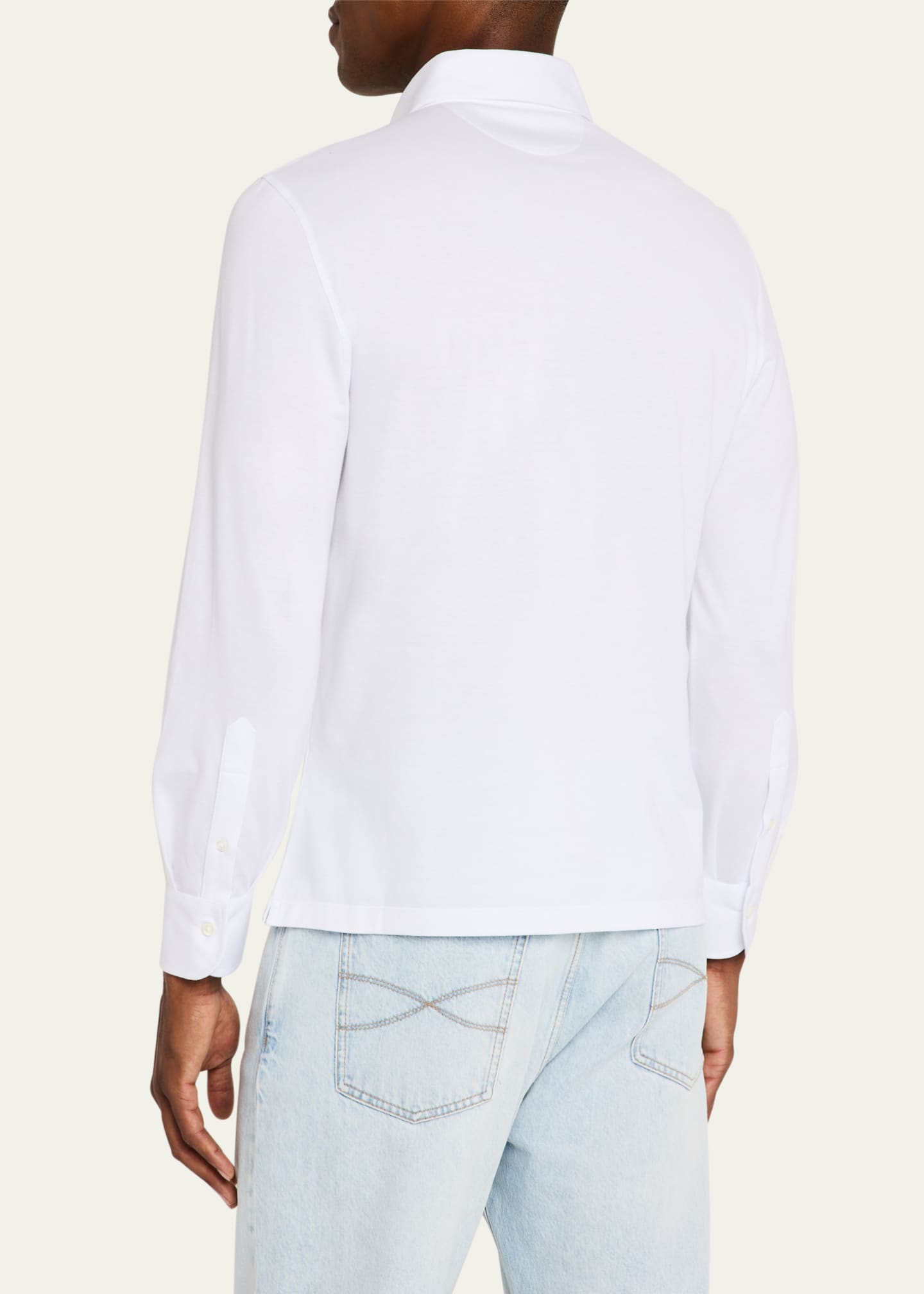 Brunello Cucinelli Men's Long-Sleeve Pique Polo Shirt