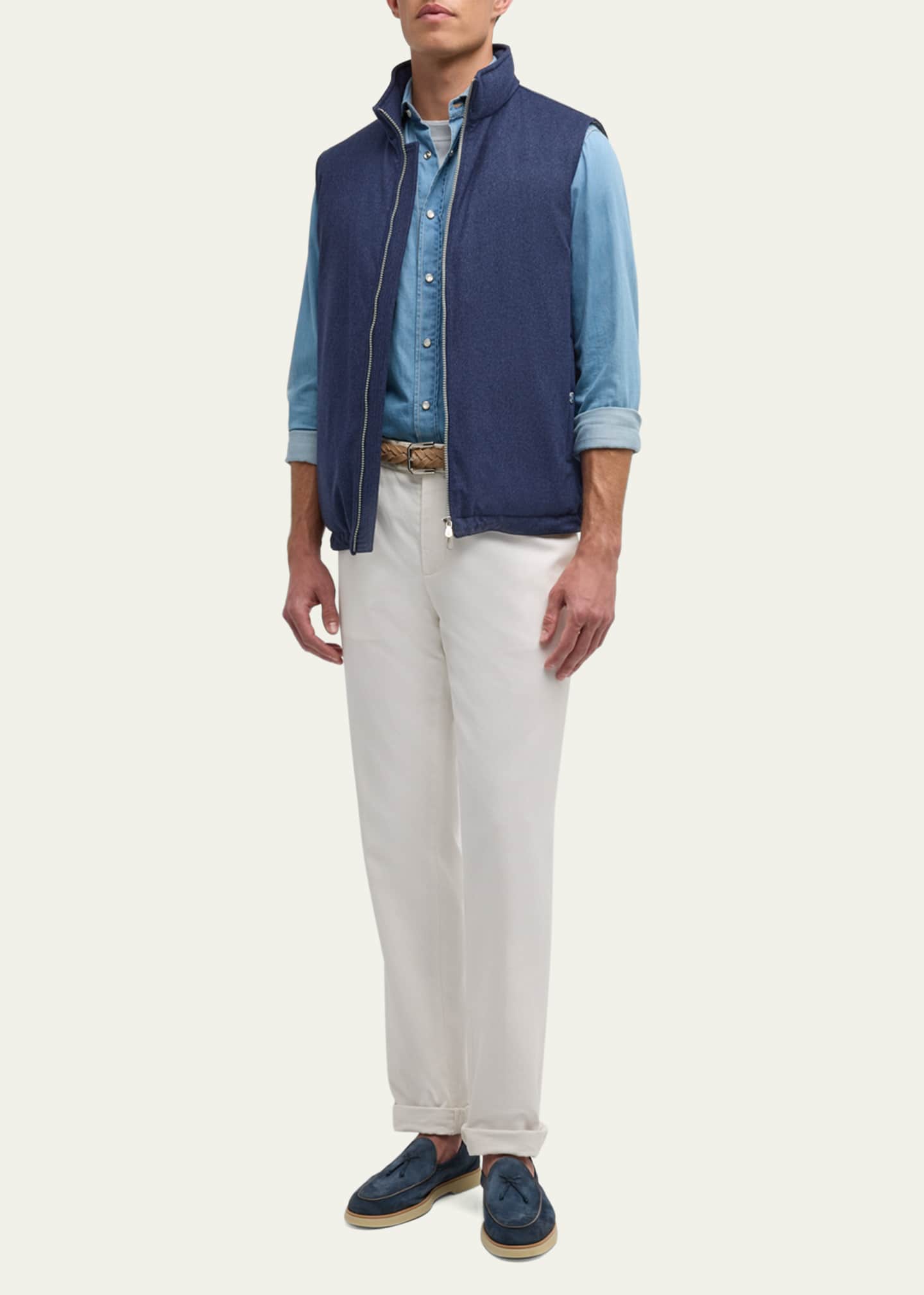 Brunello Cucinelli Men's Wool Padded Full-Zip Vest Image 2 of 5