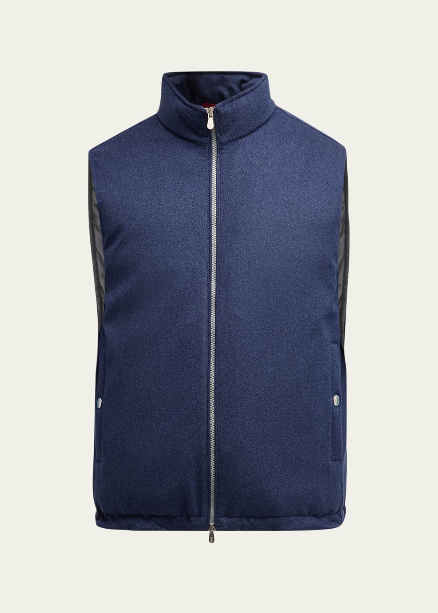 Brunello Cucinelli Men's Wool Padded Full-Zip Vest Image 1 of 5