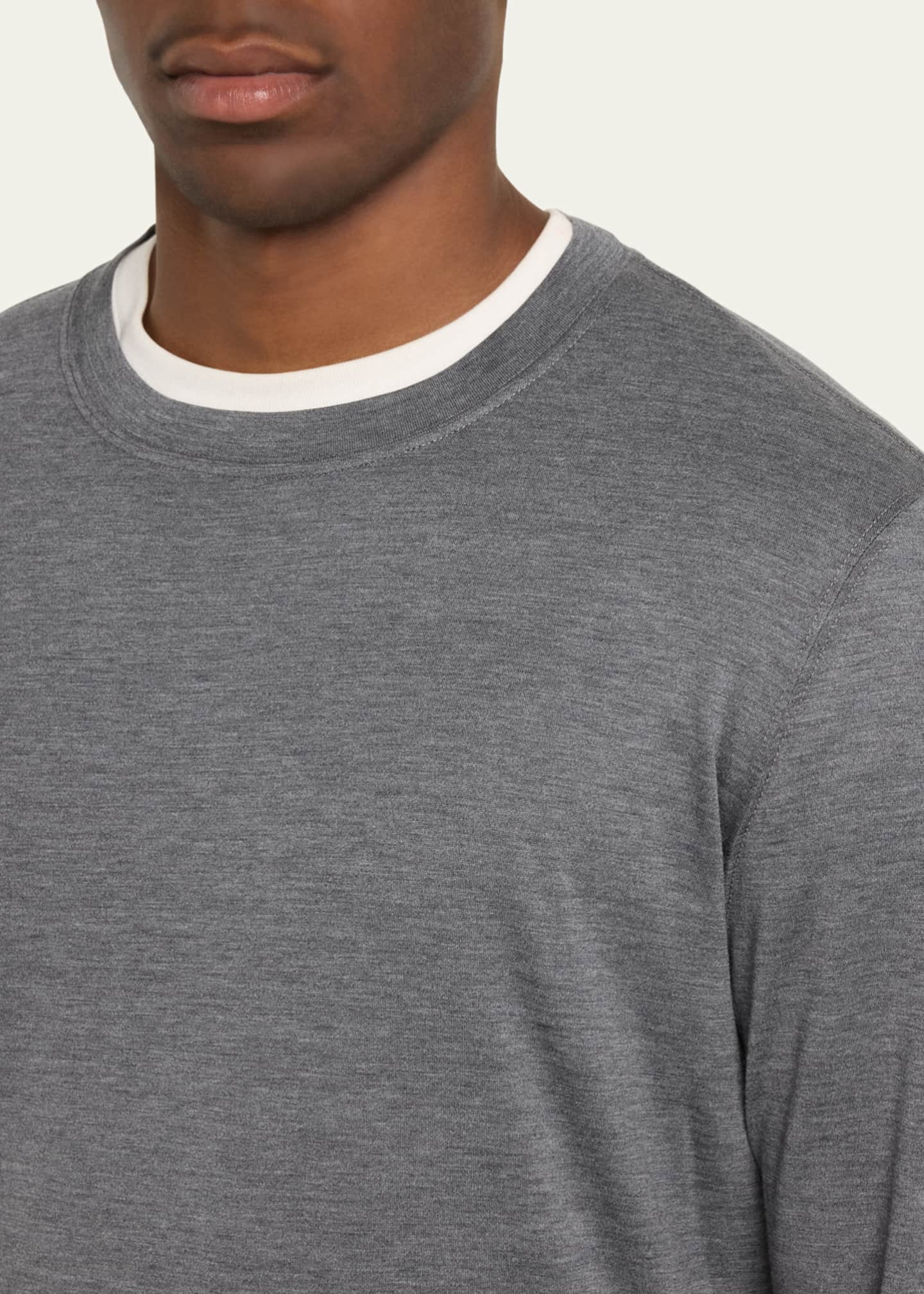 Brunello Cucinelli Men's Silk and Cotton Long-Sleeve T-Shirt Image 5 of 5