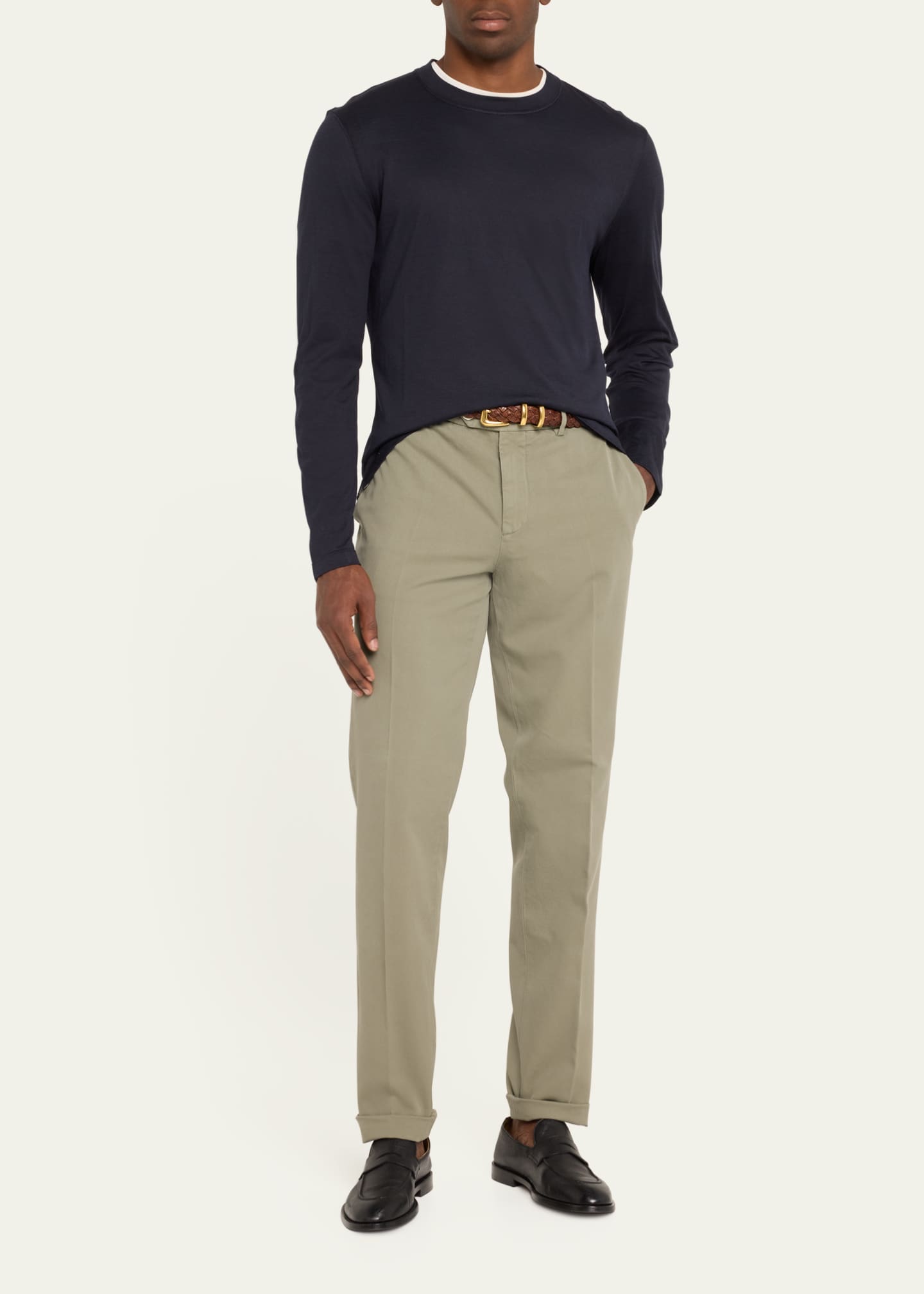Brunello Cucinelli Men's Silk and Cotton Long-Sleeve T-Shirt Image 2 of 5