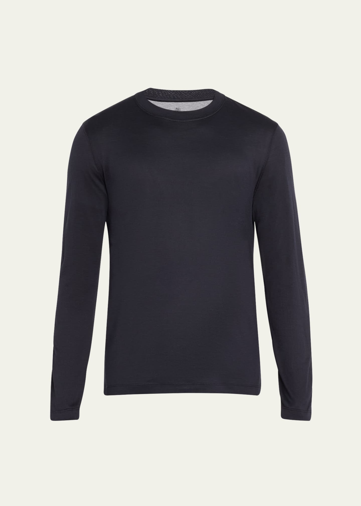Brunello Cucinelli Men's Silk and Cotton Long-Sleeve T-Shirt Image 1 of 5