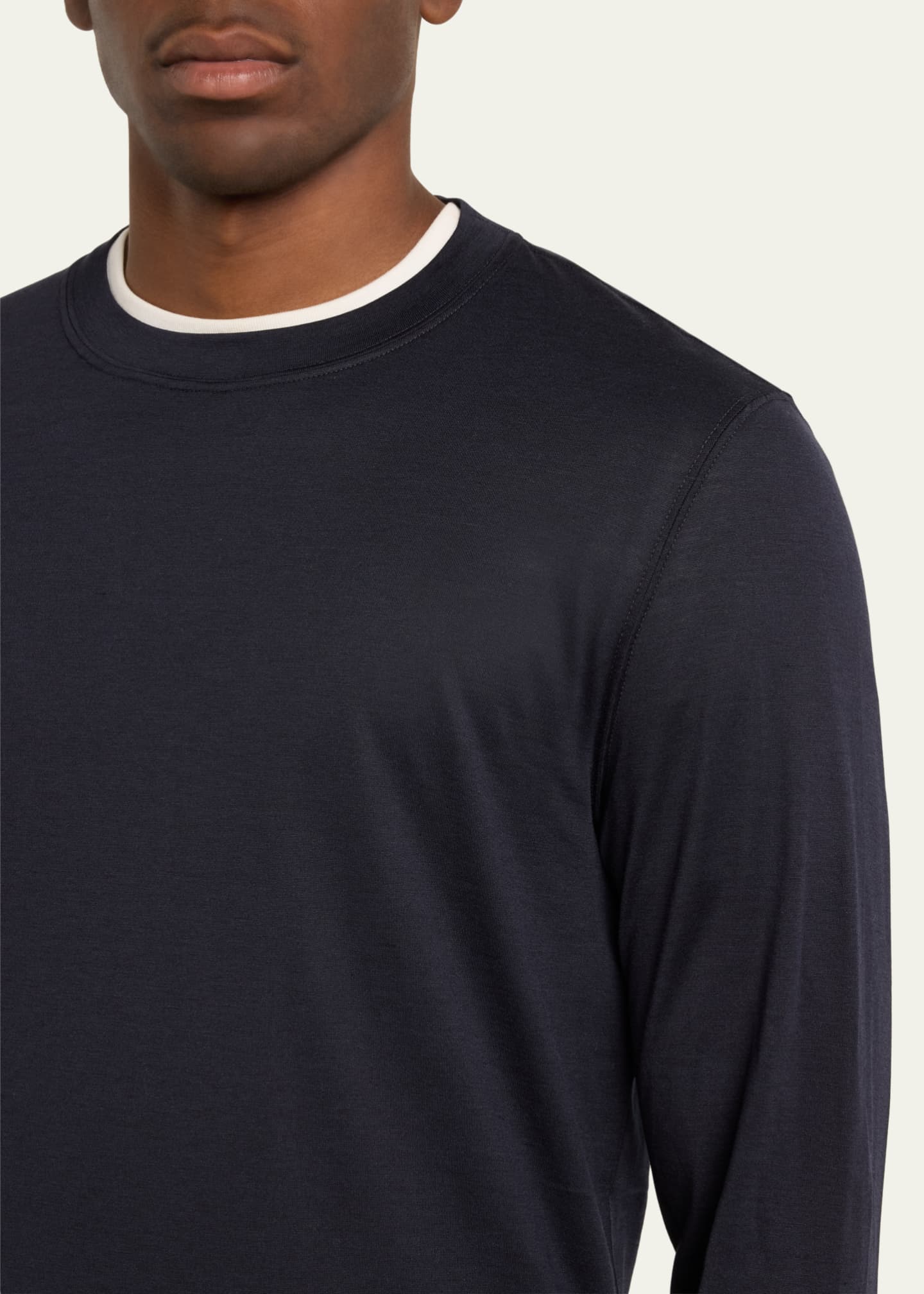 Brunello Cucinelli Men's Silk and Cotton Long-Sleeve T-Shirt Image 5 of 5