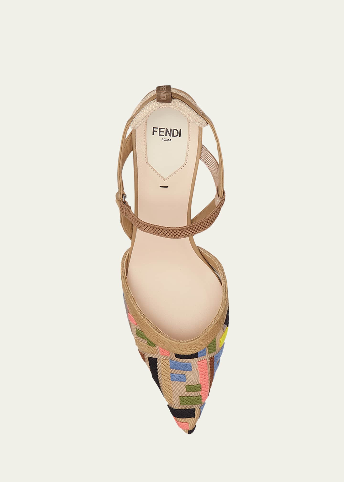 Fendi Colibri FF Pointed Slingback Kitten Pumps Image 5 of 5