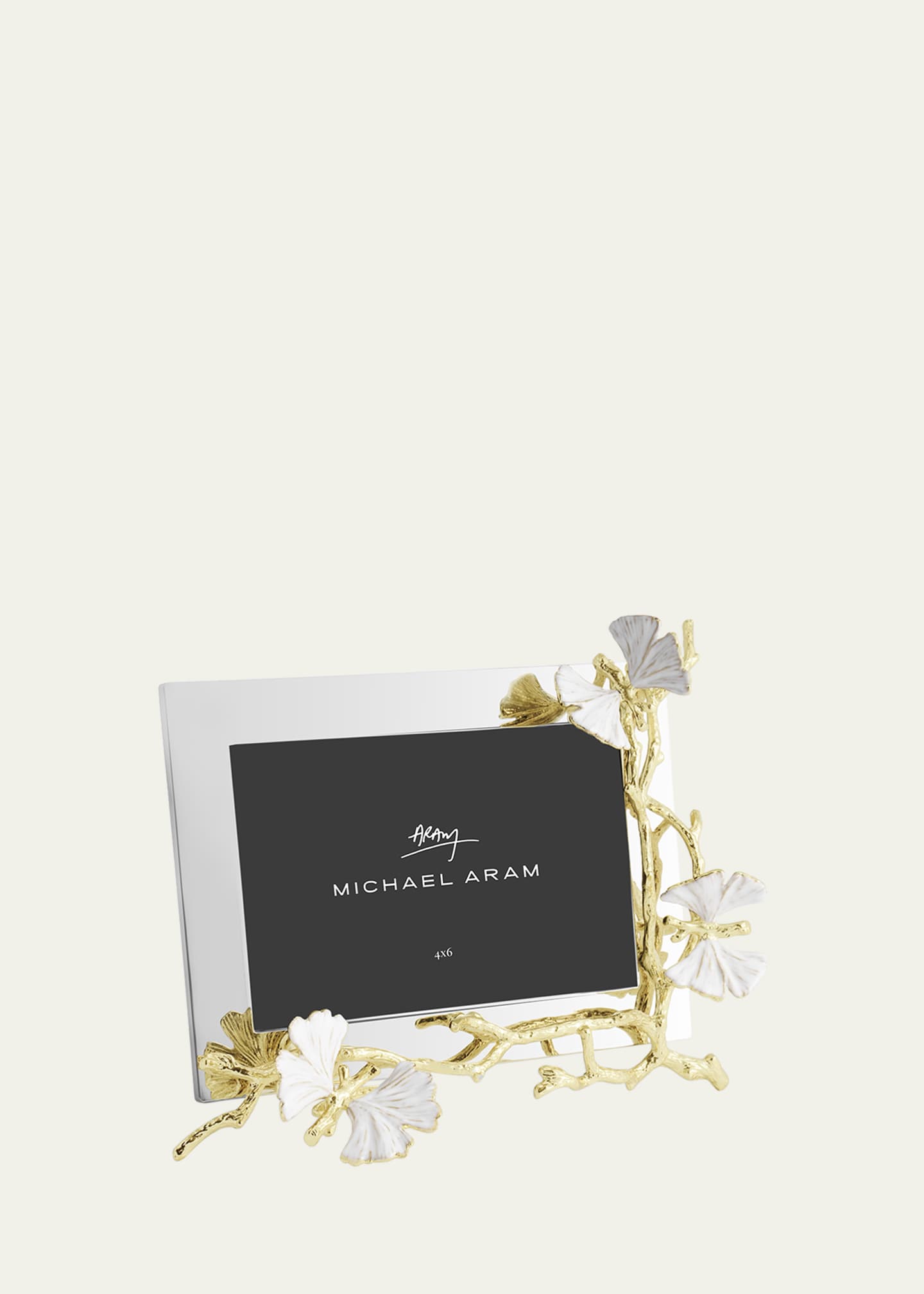 Michael Aram Butterfly Ginkgo White and Gold Frame, 4" x 6" Image 3 of 6